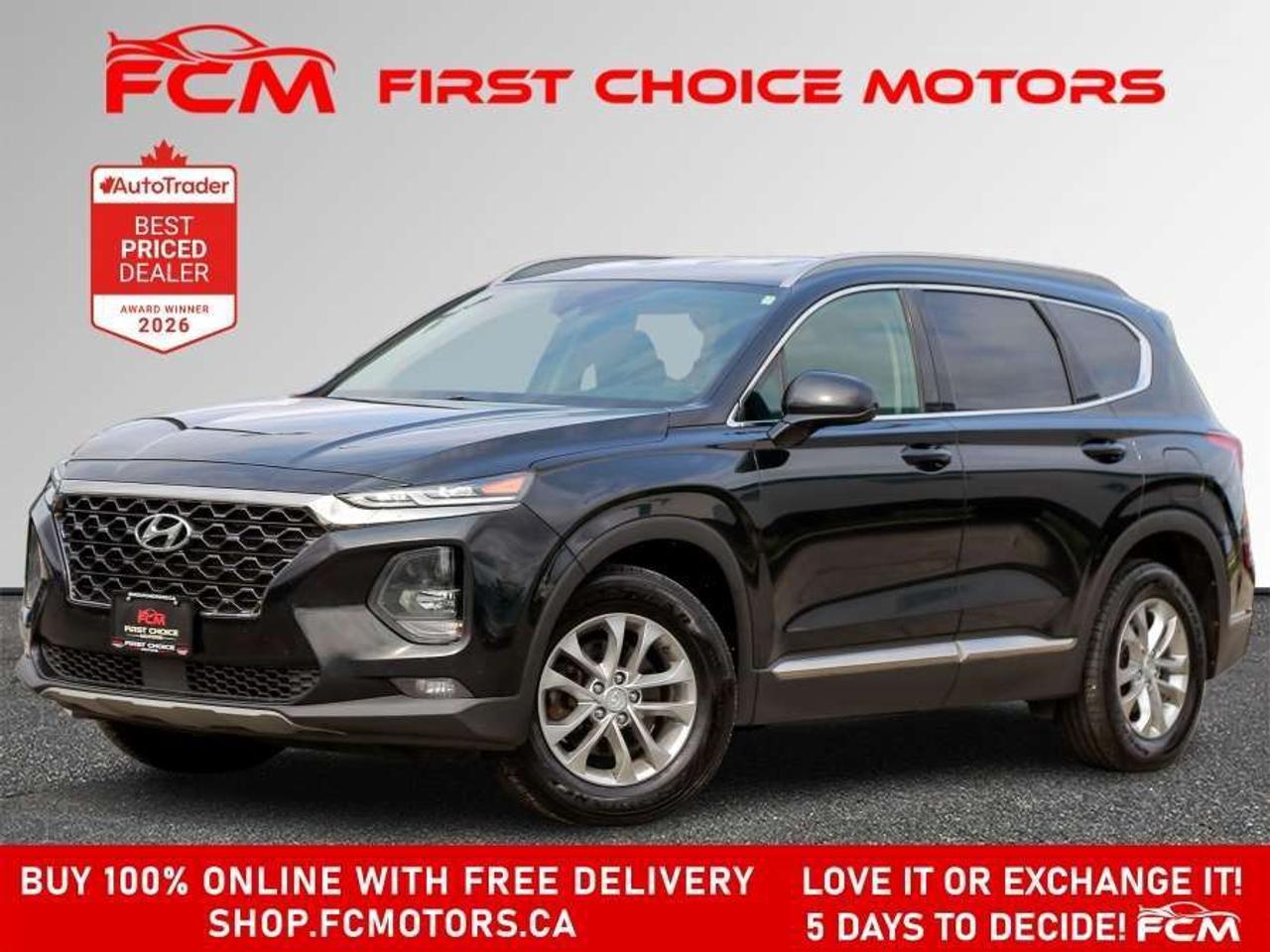** ** SPECIAL LIMITED TIME OFFER ** ** PURCHASE ANY VEHICLE THIS WEEK AND RECEIVE 4 BRAND-NEW ALL-SEASON TIRES AT NO ADDITIONAL COST!!! DONT MISS THIS EXCLUSIVE CHANCE TO UPGRADE YOUR RIDE AND STAY PREPARED FOR ANY WEATHER!!!       EXCITING NEWS FROM FIRST CHOICE MOTORS! Our brand-new online showroom is now open to the public, bringing the ultimate car shopping experience right to your fingertips! Enjoy a 100% online car shopping experience, with over 500 certified vehicles in stock, comprehensive protection plans, and thousands of new auto parts & accessories available! Plus, for a limited time, were offering FREE deliveries across Ontario on all vehicle purchases! Dont miss outvisit Shop.fcmotors.ca to find and upgrade your perfect vehicle today!      Welcome to First Choice Motors, the largest car dealership in Toronto of pre-owned cars, SUVs, and vans priced between $5000-$15,000. With an impressive inventory of over 300 vehicles in stock, we are dedicated to providing our customers with a vast selection of affordable and reliable options.       Were thrilled to offer a used 2019 Hyundai Santa Fe ESSENTIAL, black color with 221,000km (STK#10117) This vehicle was $12990 NOW ON SALE FOR $11990. It is equipped with the following features:   - Automatic Transmission   - Heated seats   - All wheel drive   - Bluetooth   - Apple CarPlay   - Reverse camera   - Alloy wheels   - Power windows   - Power locks   - Power mirrors   - Air Conditioning      At First Choice Motors, we believe in providing quality vehicles that our customers can depend on. All our vehicles come with a 36-day guarantee on all safety related items. We also offer additional warranty options up to 5 years for our customers who want extra peace of mind.      Furthermore, all our vehicles are sold fully certified with brand new brakes rotors and pads, a fresh oil change, and brand new set of all-season tires installed & balanced. You can be confident that this car is in excellent condition and ready to hit the road.      At First Choice Motors, we believe that everyone deserves a chance to own a reliable and affordable vehicle. Thats why we offer financing options with low interest rates starting at 7.9% O.A.C. Were proud to approve all customers, including those with bad credit, no credit, students, and even 9 socials. Our finance team is dedicated to finding the best financing option for you and making the car buying process as smooth and stress-free as possible.      Our dealership is open 7 days a week to provide you with the best customer service possible. We carry the largest selection of used vehicles for sale under $9990 in all of Ontario. We stock over 300 cars, mostly Hyundai, Chevrolet, Mazda, Honda, Volkswagen, Toyota, Ford, Dodge, Kia, Mitsubishi, Acura, Lexus, and more. With our ongoing sale, you can find your dream car at a price you can afford. Come visit us today and experience why we are the best choice for your next used car purchase!      All prices include $22.00 OMVIC Fee.  Excludes, license plates, ownership registration and ONTARIO HST (13%)   *No Credit Card payments can be accepted for Vehicle Purchases*    *No Credit Card payments can be accepted for Vehicle Purchases*
