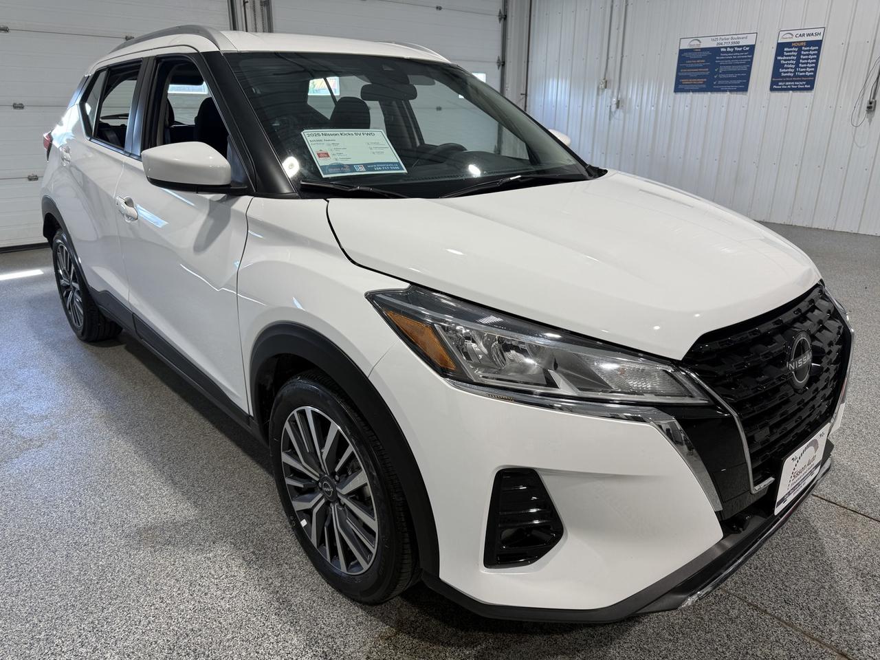 <p>Modern Efficiency Meets Everyday Convenience</p><p><br>Enjoy stylish design, outstanding fuel economy, and modern technology with this 2025 Nissan Kicks Play SV! Powered by an efficient 1.6L engine paired with a smooth automatic transmission, this compact SUV is perfect for city commuting and weekend adventures alike. Its Front-Wheel Drive layout delivers responsive handling and excellent efficiency, making every drive enjoyable and economical.</p><p>Step inside to discover a comfortable and well-equipped cabin designed for your daily lifestyle. Heated front seats and a heated steering wheel help keep you warm during colder mornings, while remote start, push-button start, and keyless entry add convenience every time you get behind the wheel. Stay connected with Bluetooth and USB connectivity, along with Apple CarPlay and Android Auto integration through the intuitive touchscreen infotainment system. The backup camera and parking sensors make parking and maneuvering easier and more stress-free.</p><p>Advanced safety technology helps provide added confidence wherever your travels take you. Equipped with adaptive cruise control, blind spot monitoring, and rear cross traffic alert, this Kicks Play is designed to help keep you aware of your surroundings and make every drive more comfortable. Efficient, comfortable, and packed with todays most desirable features, this 2025 Nissan Kicks Play SV is an excellent choice for drivers looking for value, reliability, and modern convenience in a stylish compact SUV.</p><p>Includes balance of Nissan comprehensive warranty until June 2028 or 60,000 km and powertrain warranty until June 2030 or 100,000 km.</p><p>At Sisson Auto, we make buying a vehicle a seamless and stress-free experience. Our transparent pricing eliminates haggling and eliminates any hidden fees. To give you peace of mind, we offer a 3-day/600 km No-Hassle Return Policy, a 30-day exchange privilege, minimum warranties with 24-hour roadside assistance, a check for safety recalls, and a complimentary CarFax history report. Plus, home delivery is free within 200 km. Dealer permit #5471.</p><p>** This description was written by AI based on information provided about the vehicle. AI can sometimes produce incorrect information. Please confirm all details with the dealership. **</p>