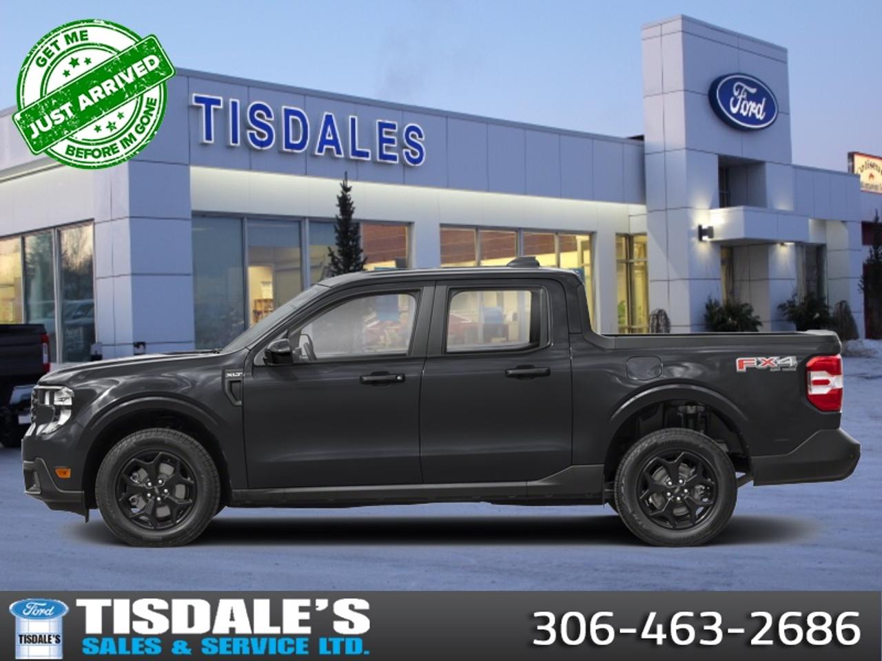 <b>XLT Luxury Package, 17 inch Aluminum Wheels, Tow Package, Spray-in Bedliner!</b><br> <br> Check out the large selection of new Fords at Tisdales today!<br> <br>The 2026 Ford Maverick turns heads with its confident presence, smart design and ready-for-anything attitude.<br> <br>The 2026 Ford Maverick balances the utility of a pickup with the size and maneuverability tailored for daily use and light-duty tasks. Inside, the cabin features thoughtful materials, simple modern tech and seating designed to support every passenger comfortably. With its versatile footprint, confident styling and Fords reputation for dependability, the Maverick stands out as a smart choice for lifestyle-driven truck buyers.<br> <br>This Shadow Black Crew Cab 4X4 pickup has an Automatic transmission and is powered by a 250HP 2.0L 4 Cylinder Engine. <br> <br> Our Mavericks trim level is XLT. This hybrid pickup blends efficiency and versatility, pairing a lithium-ion battery with regenerative braking and a 1,400 lb maximum payload to handle both daily drives and demanding tasks with ease. Inside, it features a spacious cabin with cloth bucket seats, a 13.2 SYNC 4 touchscreen, wireless Apple CarPlay and Android Auto, SiriusXM, Bluetooth, 5G Wi-Fi hotspot, and smart storage solutions for both passengers and gear. Safety is prioritized with Pre-Collision Assist with pedestrian detection, lane-keeping aid, driver monitoring, cross-traffic mitigation, multiple airbags including curtain and knee protection, rear child safety locks, and Fords advanced stability and traction systems for confident driving in all conditions. This vehicle has been upgraded with the following features: XLT Luxury Package, 17 inch Aluminum Wheels, Tow Package, Spray-in Bedliner.<br><br> View the original window sticker for this vehicle with this url <b><a href=http://www.windowsticker.forddirect.com/windowsticker.pdf?vin=3FTTW8JA6TRB32492 target=_blank>http://www.windowsticker.forddirect.com/windowsticker.pdf?vin=3FTTW8JA6TRB32492</a></b>.<br> <br>To apply right now for financing use this link: <a href=http://www.tisdales.com/shopping-tools/apply-for-credit.html target=_blank>http://www.tisdales.com/shopping-tools/apply-for-credit.html</a><br> <br/>5.99% financing for 84 months. <br> Buy this vehicle now for the lowest bi-weekly payment of <b>$314.72</b> with $0 down for 84 months @ 5.99% APR O.A.C. ( Plus applicable taxes - $699 administration fee included in sale price. ). Incentives expire 2026-08-31. See dealer for details. <br><br>Tisdales is not your standard dealership. Sales consultants are available to discuss what vehicle would best suit the customer and their lifestyle, and if a certain vehicle isnt readily available on the lot, one will be brought in.<br> Come by and check out our fleet of 20+ used cars and trucks and 80+ new cars and trucks for sale in Kindersley.  o~o