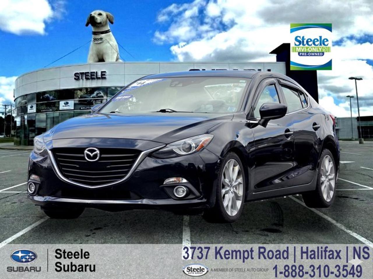 2014 Mazda3 GS-SKY | SKYACTIV Technology | Heated Front Seats | Bluetooth Connectivity | MVI OnlyWhether youre crossing the MacKay Bridge for work or enjoying a summer drive through the Annapolis Valley, this Mazda3 delivers the kind of practical, efficient transportation that makes everyday driving easy. As a one-owner trade-in, it offers a proven ownership history and the balanced handling that has made the Mazda3 a favourite among Canadian drivers.The GS-SKY trim strikes an excellent balance between efficiency, comfort, and driving enjoyment. Powered by Mazdas fuel-efficient SKYACTIV-G 2.0L engine paired with a smooth automatic transmission, it delivers responsive performance and confident handling on everything from Halifax city streets to longer highway trips. Its comfortable cabin, practical sedan design, and strong reputation for reliability make it a smart choice for drivers seeking affordable transportation. As part of our MVI Only inventory, this Mazda3 offers honest value and a straightforward ownership experience for someone looking to get on the road with confidence.Performance & SafetyFront-wheel drive2.0L SKYACTIV-G 4-cylinder engineSKYACTIV automatic transmissionDynamic Stability ControlTraction Control SystemAnti-lock Braking SystemBrake AssistElectronic Brake-force DistributionMultiple airbag systemComfort & TechHeated front seatsPremium cloth upholsteryBluetooth connectivitySteering wheel audio controlsRearview cameraAutomatic climate controlKeyless entryPush-button startUSB connectivityCruise controlContact Steele Subaru in Halifax to schedule a test drive and see whether this Mazda3 GS-SKY is the right fit for your needs. Its a practical daily driver thats well suited to commuting, road trips, and making the most of the Nova Scotia summer.MVI ONLYThis vehicle is part of our MVI Only Used Cars inventory an affordable option for buyers who dont mind a little elbow grease. Like a fixer-upper home, these vehicles might need some TLC after purchase, but theyve all been fully inspected and come with a valid 2-year Nova Scotia Motor Vehicle Inspection (MVI). A copy of the inspection report and a list of any recommended or required work will be provided. We also include a Carfax Vehicle History Report for full transparency. These vehicles are priced for immediate sale and offer a great opportunity for the right buyer to get on the road at a budget-friendly price.Disclaimer: While every effort has been made to identify and disclose known or visible issues during our inspection process, additional repairs may be required. Symptoms such as warning lights, abnormal noises (including squeaks, rattles, or whines), or performance concerns may require further diagnosis. Please note that sealed components such as engines, transmissions, and clutches are not dismantled or internally inspected. It is the sole responsibility of the purchaser to address any repairs or maintenance needs beyond those required to meet the standards of a valid Nova Scotia Motor Vehicle Inspection (MVI). We also recommend that purchasers obtain an independent inspection of the vehicle prior to purchase.