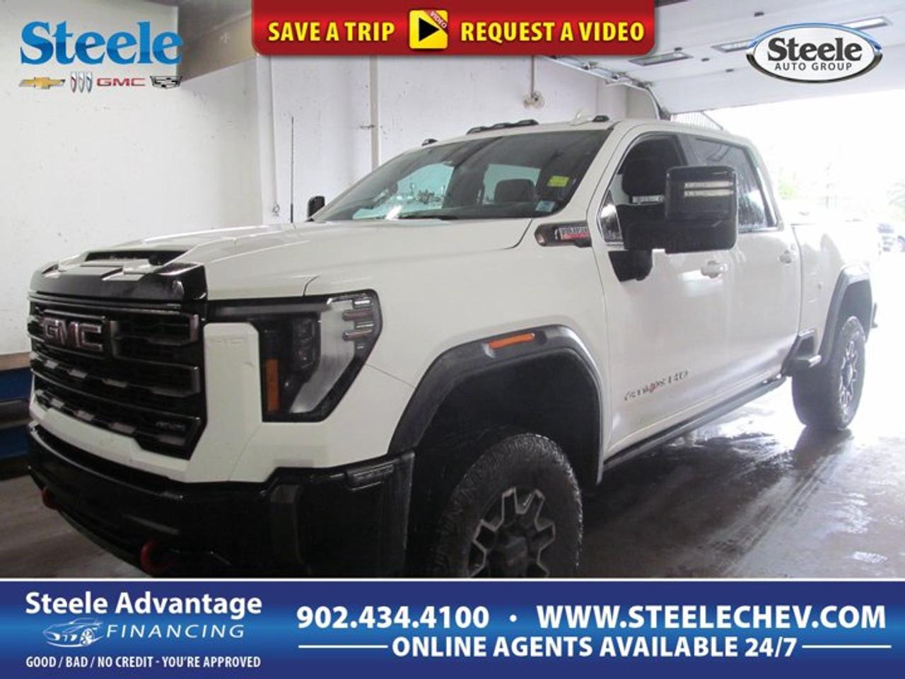 Built for hard work and serious off-road travel, this 2024 GMC Sierra 2500 At4x brings heavy-duty diesel strength, four-wheel drive confidence, and premium pickup capability together in one bold package. Finished in White with a Black interior, this used truck at Steele Chevrolet Buick GMC in Dartmouth has 90,000 km and is ready for demanding jobs, long highway pulls, and rough backroad adventures.With its Turbocharged Diesel V8 6.6L engine and automatic transmission, the 2024 GMC Sierra 2500 At4x delivers the kind of torque and control drivers want from a three-quarter-ton truck. Four doors add daily practicality, while the 4 roues motrices system, translated here as four-wheel drive, helps this GMC stay composed in mud, snow, gravel, and changing Atlantic Canadian conditions.FEATURES OF THE Sierra 2500 At4xHeavy-duty diesel V8 truck capabilityFour-wheel drive for tough terrainAutomatic transmission for smooth power deliveryEngine block heater for cold startsTRUCK FEATURESBuilt for towing and hauling demandsHeavy-duty chassis supports serious workloadsFour-door cab adds everyday versatilityDiesel power suits long-distance pullingADVANCED SAFETY FEATURESFour-wheel drive boosts slippery-road controlLarge truck design supports confident visibilityHeavy-duty build adds solid road presenceAutomatic transmission helps smoother low-speed manoeuvresPERFORMANCE AND EFFICIENCYTurbocharged 6.6L diesel V8 powerAutomatic shifting for steady performanceDiesel engine supports strong pulling abilityEngine block heater aids winter startsCOMFORT AND CONVENIENCEFour full doors ease cabin accessSpacious cabin suits work or travelBlack interior offers clean appearanceStrong road presence enhances driving confidenceTECHNOLOGY AND CONNECTIVITYClear truck controls support daily useDriver-focused layout keeps functions accessibleAutomatic transmission reduces driving effortHeavy-duty design supports practical operationCARGO SPACEPickup bed handles large cargo needsIdeal for tools and job suppliesUseful space for weekend gearTruck format supports flexible loadingWHAT OTHER OWNERS LIKEStrong diesel torque for towing confidenceFour-wheel drive in rough conditionsHeavy-duty capability for demanding tasksComfortable size for work and travelThis used 2024 GMC Sierra 2500 At4x stands out for buyers who need more than a basic pickup. Its diesel V8 is well suited for trailers, equipment, and full loads, while the automatic transmission helps make that power easy to manage in town or on the highway. For drivers in Dartmouth and across the Maritimes, that mix of strength and usability matters every day.The White exterior gives this truck a clean, professional look that fits just as well at the jobsite as it does in the driveway. Inside, the Black interior keeps the cabin looking sharp and practical. The four-door layout makes entry simple for passengers and adds flexibility for work crews, family use, or extra storage inside the cab when weather turns rough.An engine block heater is a valuable addition for Canadian winters. Cold mornings are easier to face when your truck is better prepared for low temperatures, especially with a diesel engine. That added convenience supports dependable starts and helps make this Sierra 2500 At4x a smart fit for year-round use in Nova Scotia.If you want a used heavy-duty pickup with real diesel muscle, proven truck utility, and four-wheel drive capability, this 2024 GMC Sierra 2500 At4x deserves a close look. It offers the toughness expected from a serious GMC truck, along with the everyday practicality that makes it easy to live with. Visit Steele Chevrolet Buick GMC in Dartmouth to see how this Sierra 2500 At4x fits your work, travel, and towing needs.This 2024 GMC Sierra 2500 At4xs VIN is: 1GT49ZEY9RF440058 .