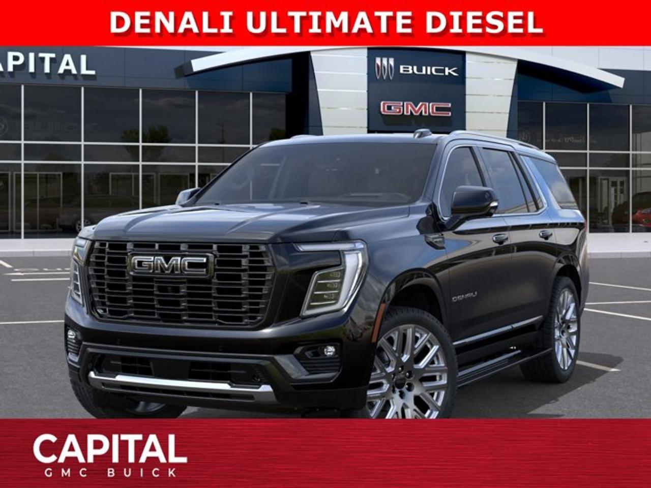DONT MISS OUT on this Fully Loaded YUKON DENALI ULTIMATE DIESEL... It comes equipped with options like NIGHT VISION, Exclusive 24 Inch Wheels, Woodland Mahogany Interior, Massaging Seats, Bose Headrest Speaker System, Panoramic Sunroof, Power Assist Steps, Heated Steering, Heated and Cooled Seats, Air Suspension, Dual Display Rear Media Screens, 15 Inch heads-up display, Super Cruise Handsfree Driving, 360 CAM, Rear Streaming Mirror, AIR RIDE SUSPENSISON, MASSIVE 16.8 Inch Horizontal Touchscreen, Max Trailering Package and so much more.... Come and experience it for yourself at CAPITAL GMC BUICKAsk for the Internet Department for more information or book your test drive today!AMVIC Licensed Dealer - Licence Number B1044900