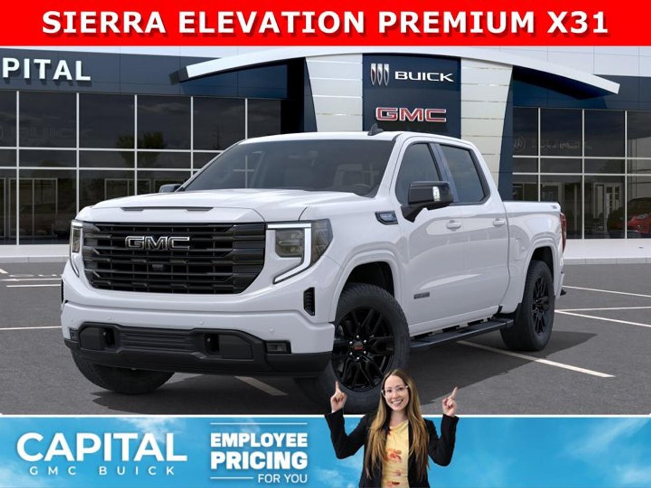 Take a look at this 2026 GMC SIERRA 1500 Elevation Premium Package... Fully equipped with Power Sunroof, BLACK PACKAGE, Heated Leather BUCKET Seats, X31 OFF-ROAD Package, body-color wheel arch moldings, ALL-WEATHER FLOOR MATS, Heated Steering, Adaptive Cruise Control, Dual Exhaust, 360 CAM, 6 Assist Steps, Black Emblems, MultiPro Tailgate, Integrated Brake Controller, Wireless Charger, Blind Zone monitoring, and so much more!Ask for the Internet Department for more information or book your test drive today!AMVIC Licensed Dealer - Licence Number B1044900