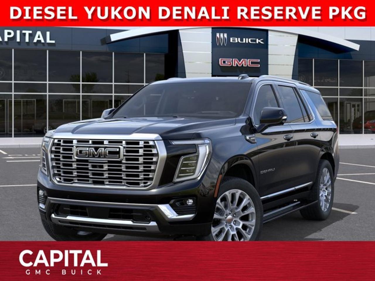 The Redesigned and Fully Loaded DENALI DIESEL comes equipped with options like the The Denali Reserve Package, Panoramic Sunroof Power Assist Steps, 22 Inch Wheels, Heated and Cooled Seats, Air Suspension, Dual Display Rear Media Screens, 15 Inch heads-up display, Super Cruise Handsfree Driving, 360 CAM, Rear Streaming Mirror, Air Ride Suspension, MASSIVE 16.8 Inch Horizontal Touchscreen, Max Trailering Package and so much more.... Come and experience it for yourself at CAPITAL GMC BUICKAsk for the Internet Department for more information or book your test drive today!AMVIC Licensed Dealer - Licence Number B1044900