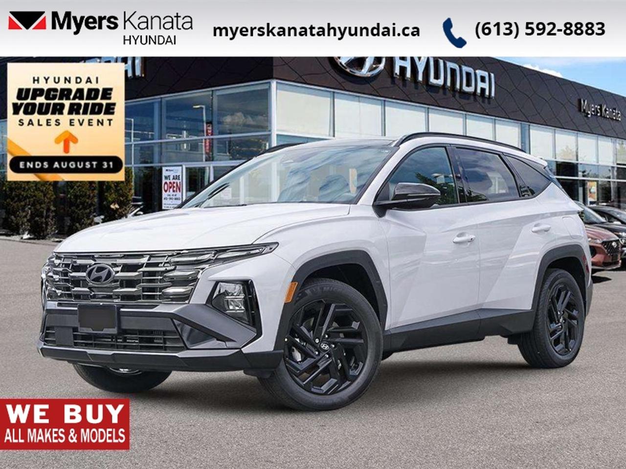 The 2026 Hyundai Tucson Hybrid features advanced driver-assist technologies and intelligent safety systems that raise your confidence on every drive.<br> <br>The 2026 Hyundai Tucson Hybrid combines efficient performance, sleek design and intelligent features into a compact SUV crafted for modern life. Inside, the cabin boasts premium materials, intuitive technology and well-designed comfort for both driver and passengers. With its versatile nature, forward-looking enhancements and Hyundais commitment to thoughtful engineering, the Tucson Hybrid stands out as a smart, capable choice for drivers seeking more.<br> <br>This Crystal Wht SUV has an Automatic transmission and is powered by a 231HP 1.6L 4 Cylinder Engine. <br> <br> Our Tucson Hybrids trim level is Night Edition.<br><br> <br>To apply right now for financing use this link: <a href=https://www.myerskanatahyundai.com/finance/ target=_blank>https://www.myerskanatahyundai.com/finance/</a><br> <br/>This vehicle may qualify for $500 Military Program Bonus. 5.99% financing for 96 months. <br> Buy this vehicle now for the lowest weekly payment of <b>$154.70</b> with $0 down for 96 months @ 5.99% APR O.A.C. ( Plus applicable taxes - $2596 and licensing fees **Rebates may not be applicable on all purchase types [cash, lease, or finance]. Eligibility and conditions may vary. Please see dealer for full details and confirmation of eligibility. ). Incentives expire 2026-08-31. See dealer for details. <br><br>This vehicle is located at Myers Kanata Hyundai 400-2500 Palladium Dr Kanata, Ontario. <br><br> Come by and check out our fleet of 40+ used cars and trucks and 190+ new cars and trucks for sale in Kanata.  o~o