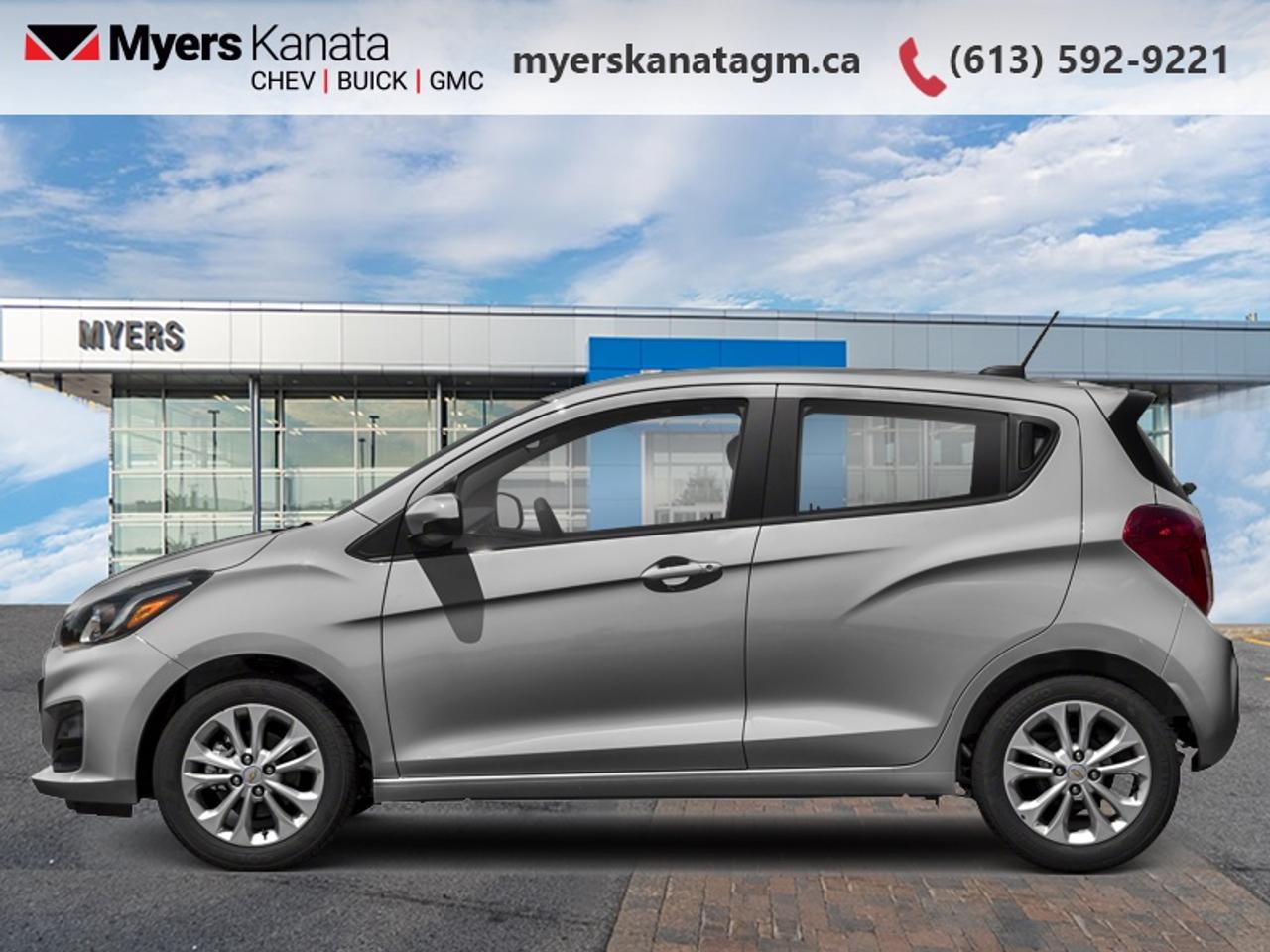 <b>Aluminum Wheels,  Cruise Control,  Apple CarPlay,  Android Auto,  Remote Keyless Entry!</b><br> <br> This 2021 Chevrolet Spark is fresh on our lot in Kanata.<br> <br>From the outside, the 2021 Spark presents a compact silhouette, tidy proportions and efficient use of space that make parking and maneuvering in tight spots a breeze. Inside, the cabin offers straightforward controls, sensible layout and seating designed to make the most of every inch while keeping passenger comfort in mind. With its easy maneuverability, practical design and Chevrolets reliable build quality, the Spark delivers a practical and economical driving experience ideal for urban environments or first-time car owners.<br> <br>This sedan has 84,838 km. Its Silver in colour. It has an Automatic transmission and is powered by a smooth engine. <br> <br> Our Sparks trim level is LT. This amazing compact car comes with stylish aluminum wheels, a 7 inch colour touchscreen display featuring Android Auto and Apple CarPlay capability plus it also comes with Chevrolet MyLink and SiriusXM radio, a built in rear vision camera and bluetooth streaming audio. Additional features on this upgraded trim include cruise and audio controls on the steering wheel, remote keyless entry, a 60/40 split rear seat, air conditioning and it also comes with LED signature lighting and OnStar via Chevrolet Connected Access. This vehicle has been upgraded with the following features: Aluminum Wheels, Cruise Control, Apple CarPlay, Android Auto, Remote Keyless Entry, Rear View Camera, Streaming Audio.<br> <br>To apply right now for financing use this link: <a href=https://www.myerskanatagm.ca/finance/ target=_blank>https://www.myerskanatagm.ca/finance/</a><br> <br/><br>Price is plus HST and licence only.<br> Book a test drive today at myerskanatagm.ca<br>*LIFETIME ENGINE TRANSMISSION WARRANTY NOT AVAILABLE ON VEHICLES WITH KMS EXCEEDING 140,000KM, VEHICLES 8 YEARS & OLDER, OR HIGHLINE BRAND VEHICLE(eg. BMW, INFINITI. CADILLAC, LEXUS...)<br> Come by and check out our fleet of 40+ used cars and trucks and 130+ new cars and trucks for sale in Kanata.  o~o