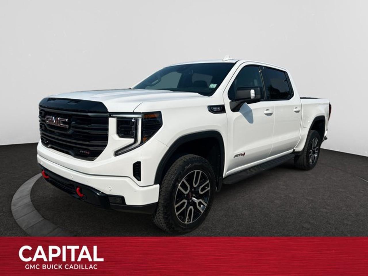Take on every adventure in this fully loaded 2025 GMC Sierra 1500 AT4, powered by the efficient and capable 3.0L Duramax® Turbo-Diesel engine. Built for both rugged off-road performance and everyday comfort, the AT4 features a factory off-road suspension, skid plates, all-terrain tires, and a bold, aggressive design. Inside, youll find a premium leather-appointed interior loaded with top-tier features, including advanced infotainment, a premium Bose® audio system, heated and ventilated front seats, a heated steering wheel, wireless Apple CarPlay® and Android Auto?, a MultiPro? Tailgate, and a comprehensive suite of advanced safety and driver-assistance technologies. Combining impressive towing capability, outstanding fuel efficiency, and premium refinement, this 2025 Sierra 1500 AT4 is ready for work, play, and everything in between.Check out this vehicles pictures, features, options and specs, and let us know if you have any questions. Helping find the perfect vehicle FOR YOU is our only priority.P.S...Sometimes texting is easier. Text (or call) 306-801-9090 for fast answers at your fingertips!Dealer License #914248Disclaimer: All prices are plus taxes & fees. See dealer for Details. Dealer Permit # 914248