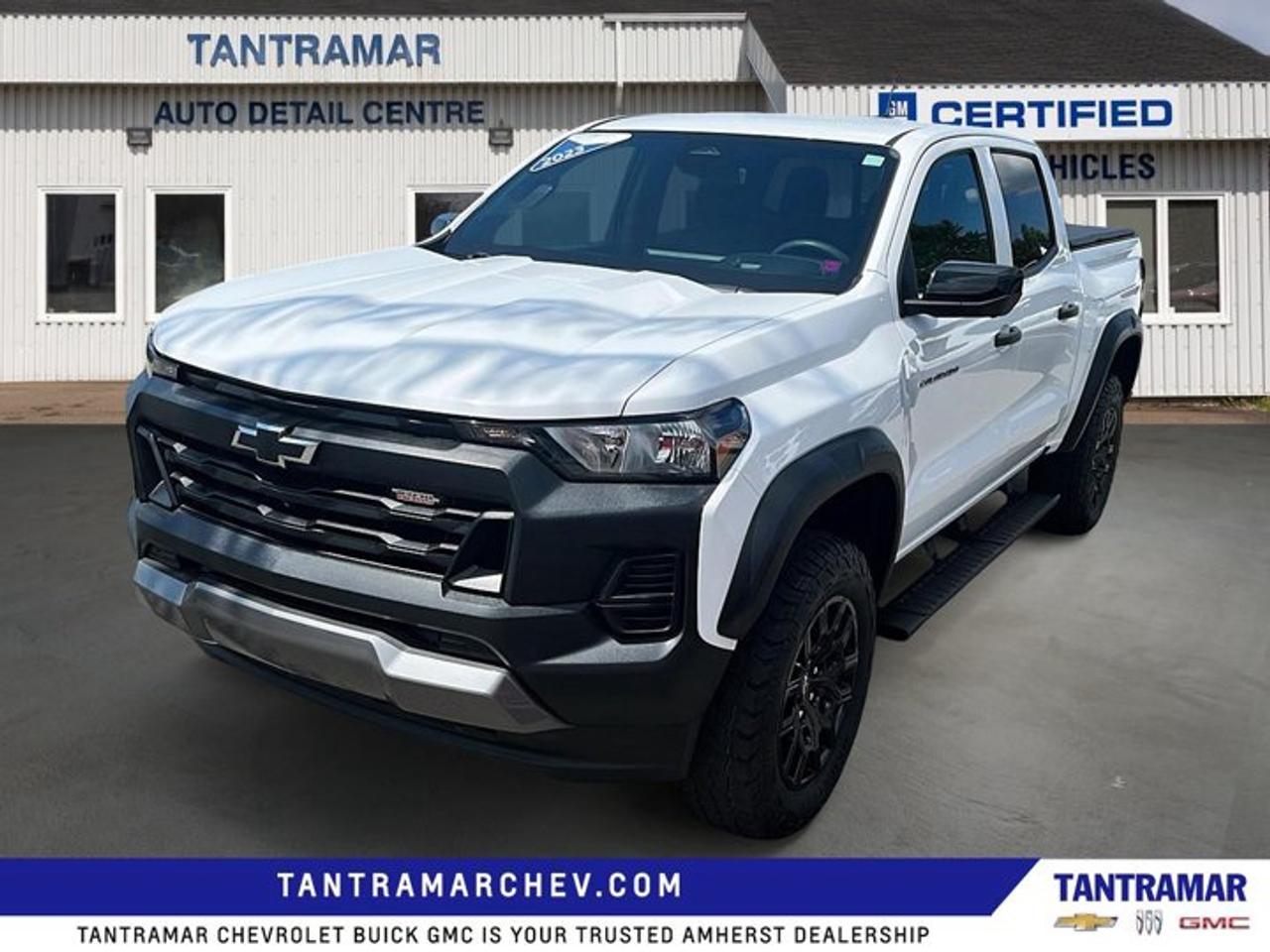 Recent Arrival! Summit White 2023 Chevrolet Colorado Trail Boss 4WD 8-Speed Automatic 2.7L TurboValue Market Pricing, 4WD.Certified. Certification Program Details: GM Certified details. 3 months 05 5000km (whichever comes first) which can be extended or upgraded to an even more comprehensive Certified Pre-owned Vehicle Protection Plan. 150+ Point Inspection.24/7 roadside assistance for 3 months or 5000kms . 1-month Onstar trial and sign up for a paid plan to enjoy the first two months on us. GM Owner Centre and Mobile App. Free SiriusXM Trial. Rates as low as 3.99% on Eligible Certified Pre owned Models Exchange policy is 30 days 0r 2500kms ,whichever comes first