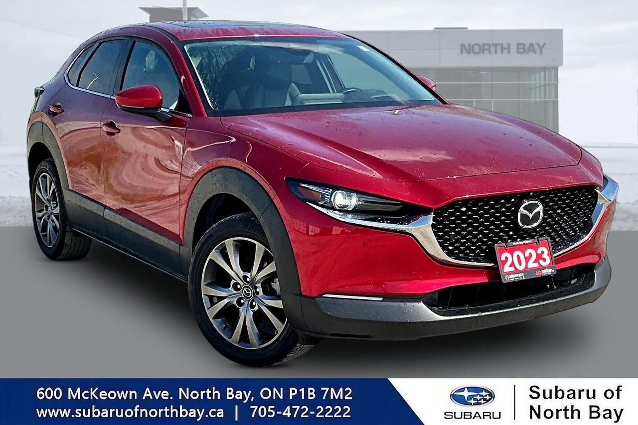 2023 Mazda CX-30 GT AWD for Sale in North Bay, Ontario
			Luxury Looks. Sports Car Soul. SUV Practicality.
			
			The 2023 Mazda CX-30 GT AWD proves you dont need a luxury badge to drive something that feels premium. Available now at North Bay Subaru, this top-of-the-line crossover blends sleek styling, responsive performance, advanced technology, and Mazdas intelligent i-ACTIV AWD® into one incredibly fun-to-drive package. Whether youre commuting through North Bay, travelling Highway 11, or heading to Lake Nipissing or Temagami for the weekend, the CX-30 GT is ready for every journey.
			
			Highlights
			
			 i-ACTIV AWD®
			
			 2.5L SKYACTIV®-G Engine
			
			 Leather-Trimmed Interior
			
			 Power Moonroof
			
			 Heated Front Seats & Heated Steering Wheel
			
			 Apple CarPlay® & Android Auto?
			
			 Bose® Premium Audio System
			
			 Adaptive Cruise Control
			
			 Blind Spot Monitoring
			
			 Rear Cross Traffic Alert
			
			 360° View Monitor (if equipped)
			
			 Premium Alloy Wheels
			
			Why Youll Love It
			
			The CX-30 GT is proof that practical doesnt have to be boring.
			
			Its comfortable enough for your daily commute, sporty enough to make you look for the scenic route, and refined enough that your passengers might think you spent a lot more than you actually did.
			
			It handles corners with confidence, sips fuel responsibly, and still has plenty of room for groceries, golf clubs, camping gear, or that quick stop at Costco that somehow filled the entire cargo area.
			
			Lets just say... its the kind of SUV that makes excuses to go for a drive.
			
			Book Your Test Drive Today
			
			Visit North Bay Subaru and discover why the 2023 Mazda CX-30 GT AWD is one of Canadas favourite premium compact SUVs.
			
			Luxury without the luxury price tag. Fun without sacrificing practicality.
			
			All in price - No hidden fees or charges! We pride ourselves on providing a personalized experience for each of our valued customers. We offer a wide selection of vehicles, knowledgeable sales and service staff, complete service and parts centre, and competitive pricing on all of our products. We look forward to seeing you soon. *Every reasonable effort is made to ensure the accuracy of the information listed above, but errors happen. We reserve the right to change or amend these offers. The vehicle pricing, incentives, options (including standard equipment), and technical specifications listed, may not match the exact vehicle displayed. All finance pricing listed is O.A.C (on approved credit). Please confirm with a sales representative the accuracy of this.
			
			
			Subaru of North Bay has been proudly serving customers in North Bay, Sturgeon Falls, New Liskeard, Cobalt, Haileybury, Kirkland Lake and surrounding areas since 1987. Whether you choose to visit in person or shop online, youll find many 2022-2023 Subaru models as well as a wide selection of used vehicles of all makes and models.