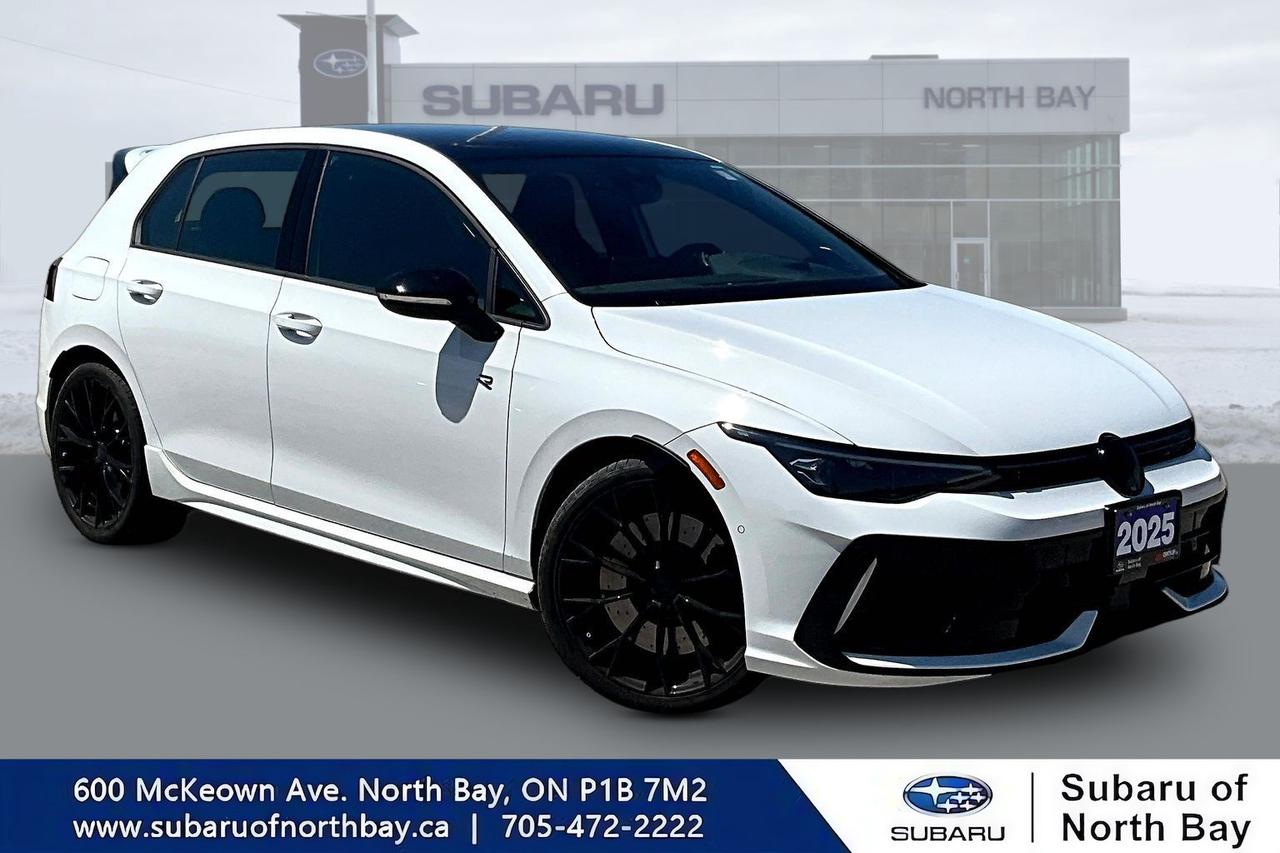 2025 Volkswagen Golf R 2.0 TSI for Sale in North Bay, Ontario
			For People Who Think the Long Way Home Is the Better Way Home.
			
			Some cars get you to your destination.
			
			The 2025 Volkswagen Golf R 2.0 TSI makes you hope theres traffic... so you can spend a little more time behind the wheel.
			
			Available now at North Bay Subaru, this high-performance hatchback delivers exhilarating power, precision handling, premium comfort, and year-round confidence with Volkswagens legendary 4MOTION® All-Wheel Drive. Whether youre carving up the backroads around North Bay, cruising Highway 11, or taking the scenic route through Temagami, the Golf R is engineered to put a smile on your face every time you press the accelerator.
			
			Highlights
			
			 2.0L Turbocharged TSI® Engine
			
			 4MOTION® All-Wheel Drive
			
			 7-Speed DSG® Automatic Transmission
			
			 Golf R Performance Package
			
			 Adaptive Chassis Control (DCC)
			
			 Apple CarPlay® & Android Auto?
			
			 Heated Sport Seats
			
			 Heated Steering Wheel
			
			 Digital Cockpit Pro
			
			 Harman Kardon® Premium Audio
			
			 Wireless Charging
			
			 LED Matrix Headlights
			
			Why Youll Love It
			
			The Golf R is what happens when engineers are given permission to have a little fun.
			
			Its quick enough to make highway on-ramps your favourite part of the commute, refined enough for everyday driving, and practical enough to haul groceries, hockey gear, or luggage for a weekend getaway.
			
			Its basically the grown-up version of buying a sports car...
			
			One your insurance company is slightly less nervous about.
			
			Book Your Test Drive Today
			
			Visit North Bay Subaru and experience why the 2025 Volkswagen Golf R 2.0 TSI is one of the most respected performance hatchbacks on the road.
			
			Practical enough for every day. Fast enough to make every day better.
			
			All in price - No hidden fees or charges! We pride ourselves on providing a personalized experience for each of our valued customers. We offer a wide selection of vehicles, knowledgeable sales and service staff, complete service and parts centre, and competitive pricing on all of our products. We look forward to seeing you soon. *Every reasonable effort is made to ensure the accuracy of the information listed above, but errors happen. We reserve the right to change or amend these offers. The vehicle pricing, incentives, options (including standard equipment), and technical specifications listed, may not match the exact vehicle displayed. All finance pricing listed is O.A.C (on approved credit). Please confirm with a sales representative the accuracy of this.
			
			
			Subaru of North Bay has been proudly serving customers in North Bay, Sturgeon Falls, New Liskeard, Cobalt, Haileybury, Kirkland Lake and surrounding areas since 1987. Whether you choose to visit in person or shop online, youll find many 2022-2023 Subaru models as well as a wide selection of used vehicles of all makes and models.