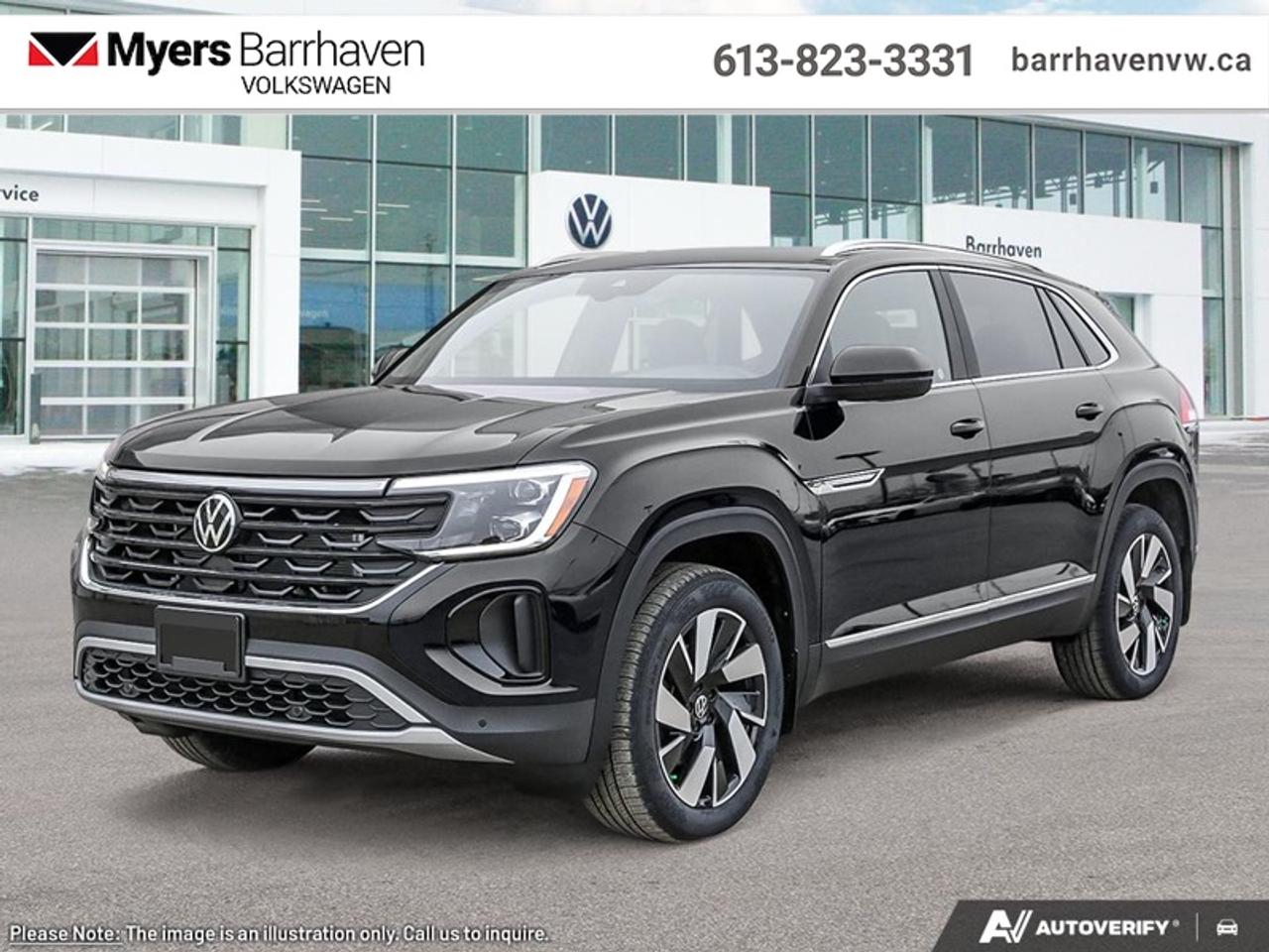 <b>Sunroof,  Navigation,  360 Camera,  Leather Seats,  Premium Audio!</b><br> <br> The 2026 Volkswagen Atlas Cross Sport combines intelligent innovation, versatile utility and standout design into a compelling SUV offering.<br> <br>From the outside, the Atlas Cross Sport showcases a bold two-row SUV silhouette, sculpted lines and a commanding stance that merge style with presence. Inside, the cabin offers premium materials, intuitive connectivity and comfortable seating designed with both driver and passengers in mind. With its thoughtful design, smart features and Volkswagens dedication to quality, the Atlas Cross Sport presents itself as a versatile and well-rounded choice in the midsize SUV segment.<br> <br>This Deep Black Pearl SUV has an Automatic transmission and is powered by a 269HP 2.0L 4 Cylinder Engine. <br> <br> Our Atlas Cross Sports trim level is Highline. This trim rewards you with a panoramic sunroof, an aerial view camera system, and a 10-speaker harman/kardon audio system. Other standard features include ventilated and heated front seats, heated rear seats, leather upholstery, a heated steering wheel, adaptive cruise control, Car-Net 4G LTE, remote engine start, a power liftgate for rear cargo access, and a 12-inch infotainment screen with inbuilt navigation, Apple CarPlay and Android Auto. Safety features also include lane keep assist with lane departure warning, collision mitigation, blind spot alert, front and rear parking sensors, and forward collision mitigation. This vehicle has been upgraded with the following features: Sunroof, Navigation, 360 Camera, Leather Seats, Premium Audio, Cooled Seats, Heated Steering Wheel.<br><br> <br>To apply right now for financing use this link: <a href=https://www.barrhavenvw.ca/financing-request/ target=_blank>https://www.barrhavenvw.ca/financing-request/</a><br> <br/>Cash Purchase Incentive 0% financing for 60 months. 3.99% financing for 84 months. <br> Buy this vehicle now for the lowest bi-weekly payment of <b>$399.85</b> with $0 down for 84 months @ 3.99% APR O.A.C. ( Plus applicable taxes - $840 Doc fee. Cash purchase selling price includes: Tire Stewardship ($20.00), OMVIC Fee ($12.50). (HST) are extra. (HST), licence, insurance & registration not included. **Rebates may not apply to all purchase types. Conditions varysee dealer for details. ). Incentives expire 2026-08-31. See dealer for details. <br> <br> <br>LEASING:<br><br>Estimated Lease Payment: $347 bi-weekly <br>Payment based on 2.99% lease financing for 51 months with $0 down payment on approved credit. Total obligation $38,445. Mileage allowance of 16,000 KM/year. Offer expires 2026-08-31.<br><br><br>We are your premier Volkswagen dealership in the region. If youre looking for a new Volkswagen or a car, check out Barrhaven Volkswagens new, pre-owned, and certified pre-owned Volkswagen inventories. We have the complete lineup of new Volkswagen vehicles in stock like the GTI, Golf R, Jetta, Tiguan, Atlas Cross Sport, Volkswagen ID.4 electric vehicle, and Atlas. If you cant find the Volkswagen model youre looking for in the colour that you want, feel free to contact us and well be happy to find it for you. If youre in the market for pre-owned cars, make sure you check out our inventory. If you see a car that you like, contact 844-914-4805 to schedule a test drive.<br> Come by and check out our fleet of 40+ used cars and trucks and 110+ new cars and trucks for sale in Nepean.  o~o