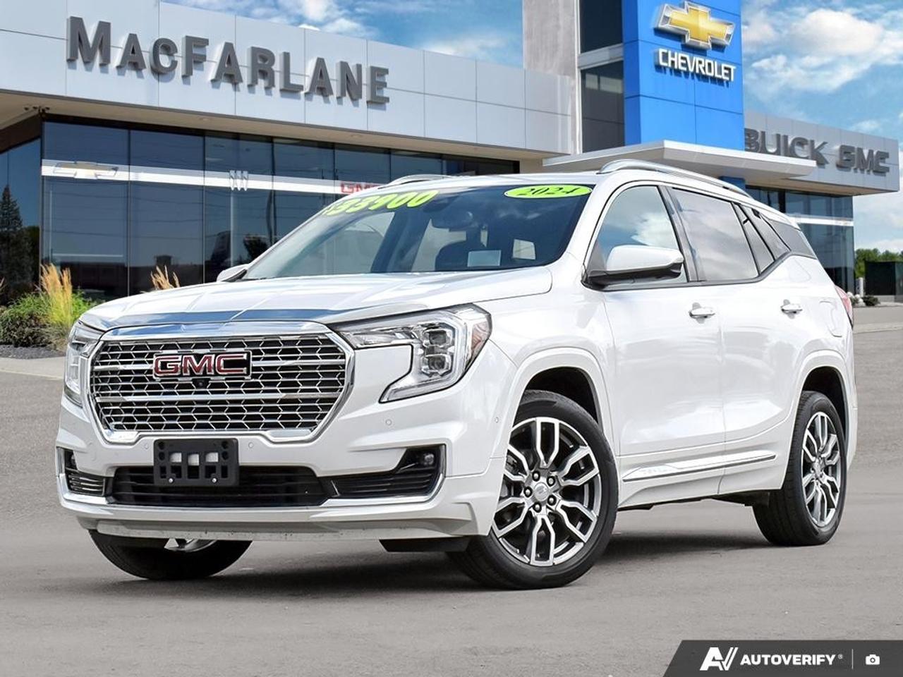 <p>Discover premium comfort and confident all-season capability in this <strong>2024 GMC Terrain Denali AWD</strong>, available at MacFarlane Chevrolet Buick GMC in Petrolia, Ontario. With distinctive Denali styling, advanced technology and a versatile compact-SUV design, the Terrain Denali is an excellent choice for commuting, family travel and everyday driving throughout Lambton County.</p><p>Powered by a responsive <strong>1.5L turbocharged four-cylinder engine</strong> producing 175 horsepower, this Terrain is paired with a smooth <strong>nine-speed automatic transmission</strong>. The standard all-wheel-drive system provides added traction and control when travelling through rain, snow and changing Ontario road conditions.</p><p>Inside, the refined Denali cabin features French-stitched leather-appointed heated front seats, a heated steering wheel and premium materials throughout. An eight-inch GMC infotainment touchscreen with navigation, wireless Apple CarPlay and wireless Android Auto keeps entertainment, directions and compatible smartphone features conveniently accessible. The Head-Up Display projects important driving information within the drivers line of sight.</p><p>GMC Pro Safety technology includes Automatic Emergency Braking, Forward Collision Alert, Front Pedestrian Braking, Lane Keep Assist with Lane Departure Warning, a Following Distance Indicator and IntelliBeam automatic high beams. The hands-free programmable power liftgate and flexible folding seats make loading groceries, luggage and recreational equipment easier.</p><p>Explore this <strong>2024 GMC Terrain Denali AWD for sale in Petrolia</strong>, serving Wyoming, Alvinston, Oil Springs, Oil City and communities throughout Lambton County. Contact MacFarlane Chevrolet Buick GMC to schedule your test drive.</p>