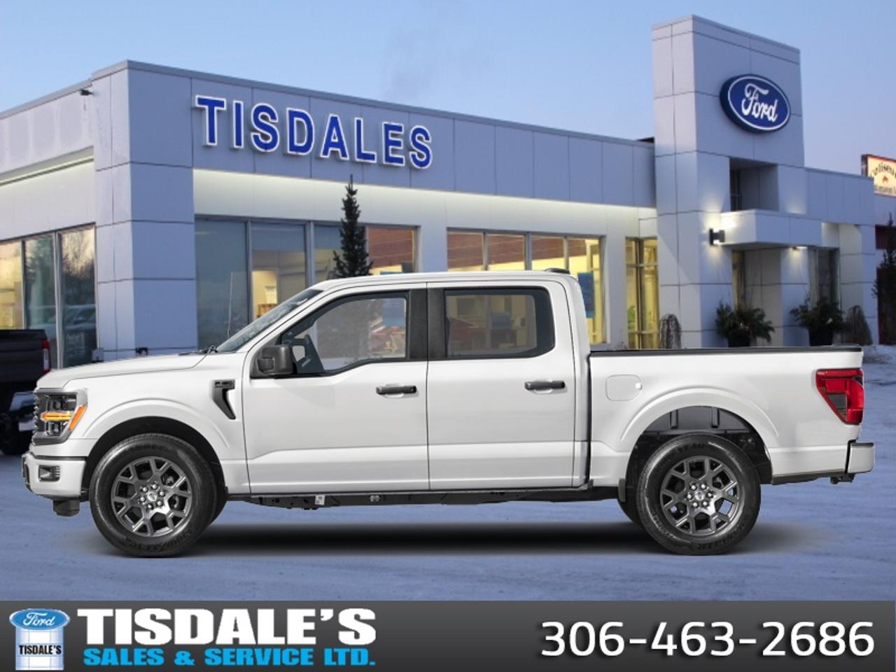 <b>STX Appearance Package, 20 Wheels, Spray-in Bedliner!</b><br> <br> Check out the large selection of new Fords at Tisdales today!<br> <br>The 2026 Ford F-150 incorporates driver-assist technologies and modern connectivity designed to enhance control and convenience.<br> <br>The 2026 Ford F-150 combines proven leadership in toughness with smart innovation to deliver a truck built for real-world demands. Inside, the cabin features refined materials, intuitive tech and comfortable seating to support both driver and passengers on every journey. With its strong presence, flexible design and Fords legacy of dependability, the F-150 is ready for whatever work or play you throw its way.<br> <br>This Oxford White Crew Cab 4X4 pickup has an Automatic transmission and is powered by a 325HP 2.7L V6 Cylinder Engine. <br> <br> Our F-150s trim level is STX. Designed for drivers who demand modern street appeal alongside everyday utility, this striking truck commands attention with its sleek black grille, body-coloured bumpers, deep-tinted glass, and standout gloss black wheels. Inside, the athletic cabin welcomes you with unique sport cloth front seats featuring manual driver lumbar support, a flow-through center console with locking storage, full carpet flooring, and convenient reverse-opening rear doors. Seamless connectivity and comfort are always within reach thanks to smart device remote engine start, manual air conditioning with console ducts, and an advanced SYNC 4 system boasting a 12-inch center display, wireless Apple CarPlay and Android Auto, and a built-in Wi-Fi hotspot. Finally, you can travel with ultimate confidence knowing you are backed by smart safety features like the Ford Co-Pilot360 reverse camera, blind spot information system, cross-traffic alert with reverse brake assist, lane keeping assist, and collision mitigation with automatic emergency braking. This vehicle has been upgraded with the following features: STX Appearance Package, 20 Wheels, Spray-in Bedliner.<br><br> View the original window sticker for this vehicle with this url <b><a href=http://www.windowsticker.forddirect.com/windowsticker.pdf?vin=1FTEW2LP4TKE78312 target=_blank>http://www.windowsticker.forddirect.com/windowsticker.pdf?vin=1FTEW2LP4TKE78312</a></b>.<br> <br>To apply right now for financing use this link: <a href=http://www.tisdales.com/shopping-tools/apply-for-credit.html target=_blank>http://www.tisdales.com/shopping-tools/apply-for-credit.html</a><br> <br/>Total rebate of $2500 is reflected in the price. 3.49% financing for 84 months. <br> Buy this vehicle now for the lowest bi-weekly payment of <b>$435.99</b> with $0 down for 84 months @ 3.49% APR O.A.C. ( Plus applicable taxes - $699 administration fee included in sale price. ). Incentives expire 2026-08-31. See dealer for details. <br><br>Tisdales is not your standard dealership. Sales consultants are available to discuss what vehicle would best suit the customer and their lifestyle, and if a certain vehicle isnt readily available on the lot, one will be brought in.<br> Come by and check out our fleet of 20+ used cars and trucks and 80+ new cars and trucks for sale in Kindersley.  o~o