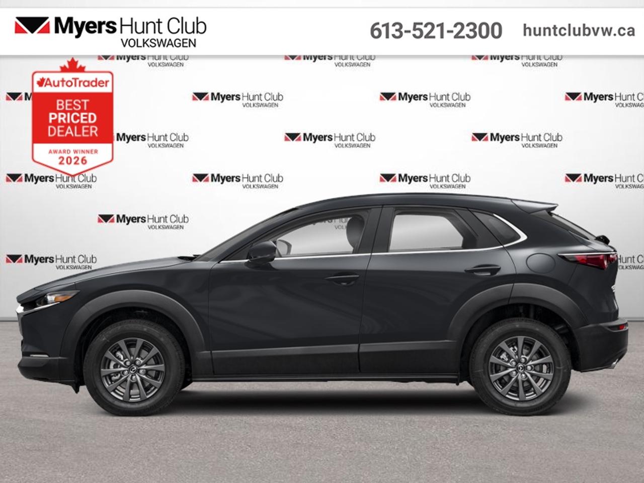 <b>Low Mileage!</b><br> <br> The versatile design of the 2024 Mazda CX-30 offers ease and agility without compromising on capability and space. This 2024 Mazda CX-30 is for sale today in Gloucester.<br> <br>Designed for an effortless drive, the luxurious CX-30 is sure to impress. Its refined cabin is quiet, instilling a feeling of tranquility behind the wheel. With plenty of cabin space, this gorgeous compact SUV is ready to handle any task you put in front of it. Innovative performance is not just about power, its about a responsive and engaging drive that connects you to the road.<br> <br>This low mileage SUV has just 14,340 km. Its Jet Black Mica in colour. It has an Automatic transmission and is powered by a 191HP 2.5L 4 Cylinder Engine. <br> <br> Our CX-30s trim level is GX. This premium and upscale crossover SUV wows with amazing standard features such as heated front seats, 60-40 folding bench rear seats, proximity key with push button start, an 8-speaker Mazda Harmonic Acoustics audio system, Apple CarPlay, Android Auto, and an 8.8-inch infotainment screen. Additional features include active blind spot monitoring, rear cross traffic alert, front and rear cupholders, smart device remote engine start, LED headlights with perimeter approach lights, and even more!<br> <br>To apply right now for financing use this link: <a href=https://www.huntclubvw.ca/financing-request/ target=_blank>https://www.huntclubvw.ca/financing-request/</a><br> <br/><br>At Myers Hunt Club Volkswagen, our focus is customers like you. Our dedicated service, parts, and sales team are here to make your automotive experience a special one. We are very proud of our achievements and awards over the last 25 years and are committed to providing the same great service to our present and future customers. If youre looking for a vehicle, Myers Hunt Club Volkswagen is your destination for new, used, and certified pre-owned Volkswagen vehicles as well as other makes and models. Whatever your needs, we can help you here at Myers Hunt Club Volkswagen. </br><br> Come by and check out our fleet of 50+ used cars and trucks and 130+ new cars and trucks for sale in Gloucester.  o~o
