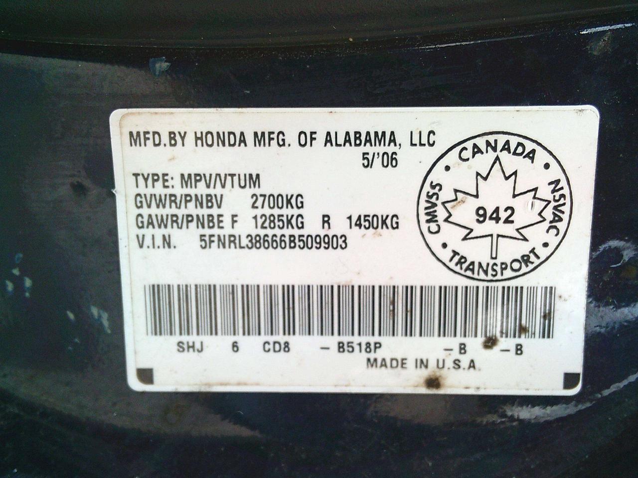 2006 Honda Odyssey EX-L Photo