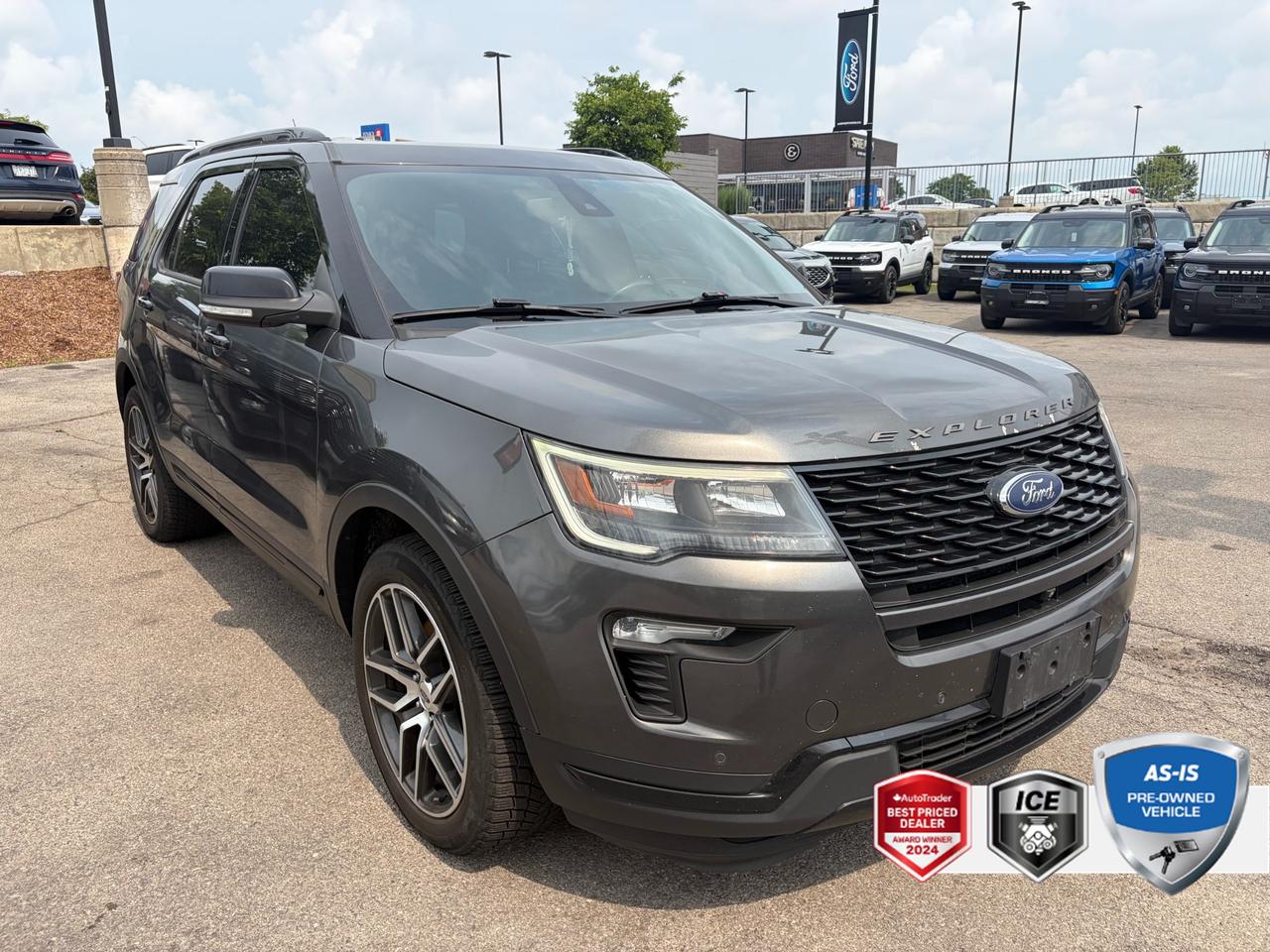 CARFAX Canada No Reported Accidents<br><br>4WD.<br><br>Magnetic<br>2018 Ford Explorer Sport 4D Sport Utility<br>3.5L V6 6-Speed Automatic with Select-Shift<br>4WD<br><br>Certification Program Details:<br><br>AS-IS PRE-OWNED VEHICLE<br><br>The buyer of this vehicle will be responsible for all costs associated with passing a Ministry of Transportation Safety Inspection, which is needed to license a vehicle in the Province of Ontario. We are offering this vehicle at a reduced price, as the buyer will be responsible for all costs associated with making this vehicle roadworthy. We have not inspected this vehicle mechanically and do not know what repairs/costs are involved in getting it roadworthy. It may or may not have mechanical, cosmetic, safety and/or emissions issues. By allowing you to choose where and how you want the certifications completed, you have an opportunity to save money!<br><br>This vehicle is being sold AS-IS, unfit, not e-tested, and is not represented as being in roadworthy condition, mechanically sound or maintained at any guaranteed level of quality. The vehicle may not be fit for use as a means of transportation and may require substantial repairs at the purchasers expense. It may not be possible to register the vehicle to be driven in its current condition. This vehicle does not qualify for AutoIQs 7-Day Money Back Guarantee<br><br><br>Awards:<br>  * 2018 KBB.com 10 Most Awarded Brands   * 2018 KBB.com Brand Image Awards<p> </p>

<h4>AS-IS PRE-OWNED VEHICLE</h4>

<p>This vehicle is part of our AS-TRADED inventory. Instead of sending this recent trade-in to a dealer auction, we are offering it to our retail customers first. This is a unique opportunity to purchase a vehicle exactly as it arrived.</p>

<p>The Wholesale Advantage:</p>

<p>
- Unbeatable Pricing: Priced 30-50%<strong> </strong>below typical market value because we have not added any reconditioning costs.<br>
- Raw & Uninspected: We have not performed a mechanical inspection. You are purchasing the vehicle in its original, untouched condition.<br>
- Mechanics Special: Ideal for DIY buyers or those with their own service connections who want to handle the work themselves.<br>
- Direct Access: You get the first opportunity to buy this local trade-in before it is offered to wholesalers.
</p>

<p><em>See below for mandatory As-Is disclosure.</em></p>

<p>This vehicle is being sold AS-IS, unfit, not e-tested, and is not represented as being in roadworthy condition, mechanically sound or maintained at any guaranteed level of quality. The vehicle may not be fit for use as a means of transportation and may require substantial repairs at the purchasers expense. It may not be possible to register the vehicle to be driven in its current condition. This vehicle does not qualify for AutoIQs 7-Day Money Back Guarantee</p>

<p>The buyer of this vehicle will be responsible for all costs associated with passing a Ministry of Transportation Safety Inspection, which is needed to license a vehicle in the Province of Ontario. We are offering this vehicle at a reduced price, as the buyer will be responsible for all costs associated with making this vehicle roadworthy. We have not inspected this vehicle mechanically and do not know what repairs/costs are involved in getting it roadworthy. It may or may not have mechanical, cosmetic, safety and/or emissions issues. By allowing you to choose where and how you want the certifications completed, you have an opportunity to save money!</p>

<p>SPECIAL NOTE: This vehicle is reserved for AutoIQs retail customers only. Please, no dealer calls. Errors and omissions excepted.</p>

<p>*As-traded, specialty or high-performance vehicles are excluded from the 7-Day Money Back Guarantee Program (including, but not limited to Ford Shelby, Ford mustang GT, Ford Raptor, Chevrolet Corvette, Camaro 2SS, Camaro ZL1, V-Series Cadillac, Dodge/Jeep SRT, Hyundai N Line, all electric models)</p>