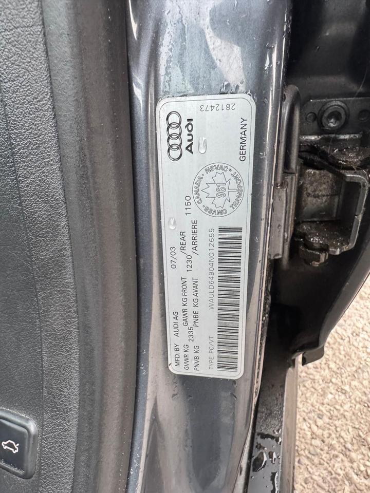 2004 Audi A6 2.7T, AWD, ONLY 154KMS, LOADED, AS IS SPECIAL Photo