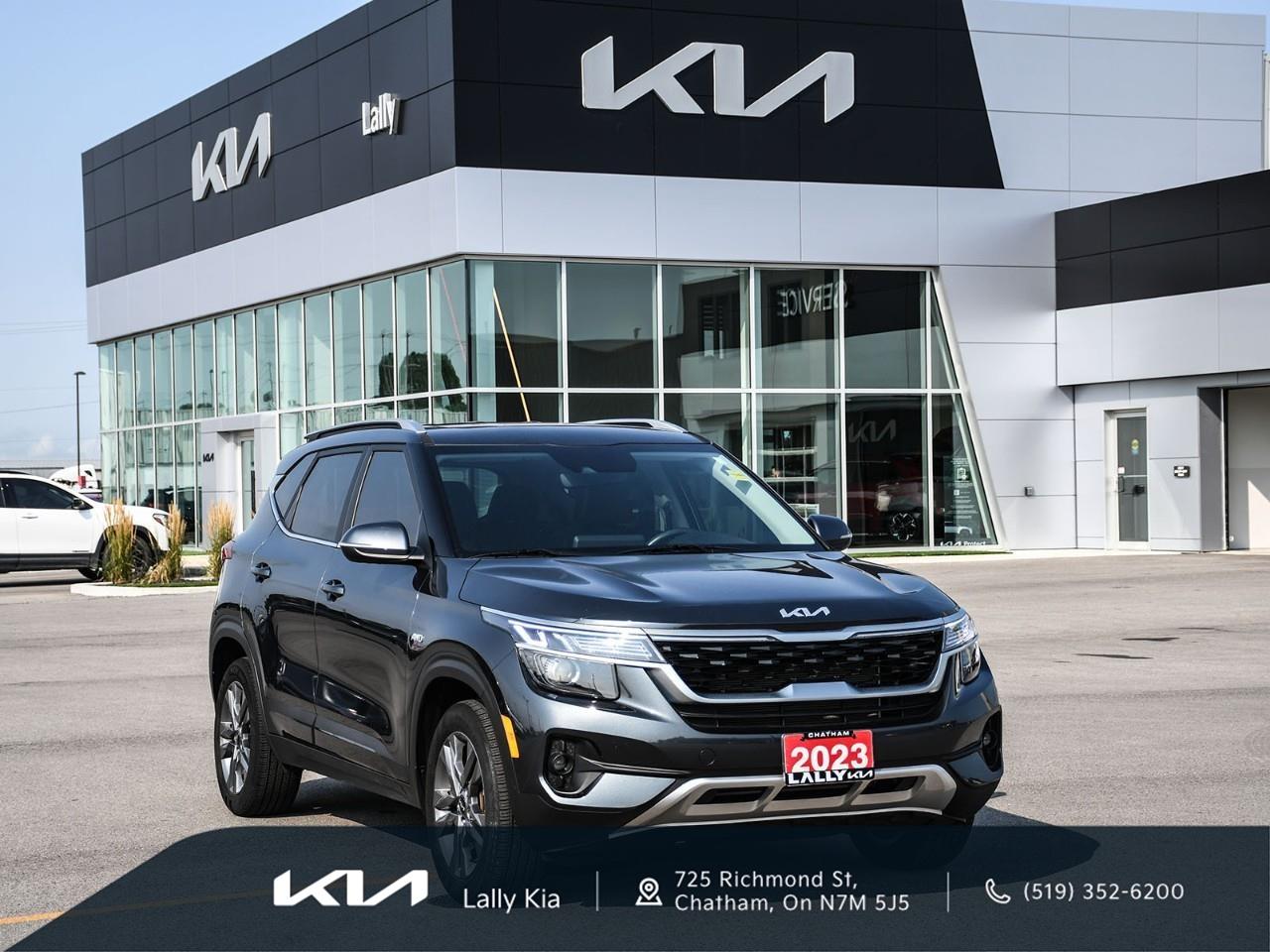 <p>2023 Kia Seltos EX | Clean CarFax | One Owner | Low KMs</p><ul><li><p><strong>Condition:</strong> Low KMs, One Owner, Accident Free / No Accidents / Clean CarFax</p></li><li><p><strong>Performance:</strong> All-Wheel Drive (AWD), 2.0L 4-Cylinder Engine, Intelligent Variable Transmission (IVT)</p></li><li><p><strong>Seating & Comfort:</strong> Premium Cloth & Sofino Seating, Heated Front Seats, Heated Steering Wheel, Automatic Climate Control, Smart Key with Push Button Start, Power Sunroof</p></li><li><p><strong>Technology:</strong> Apple CarPlay & Android Auto, 10.25-inch Touchscreen Display with Navigation, Wireless Phone Charger, Remote Start, Bluetooth Connectivity, Rearview Camera</p></li><li><p><strong>Safety:</strong> Forward Collision-Avoidance Assist, Blind Spot Collision Warning, Rear Cross Traffic Collision-Avoidance Assist, Lane Keep Assist, Lane Following Assist, Adaptive Smart Cruise Control</p></li><li><p><strong>Notes:</strong> One Owner Seltos EX with low kilometres and a Clean CarFax history. A stylish compact SUV offering confident AWD capability, impressive fuel efficiency, advanced safety technology, and everyday versatility. <strong>CarFax available for download.</strong></p></li><li><p>Financing Available</p></li><li><p>Trade-Ins Welcome</p></li><li><p>Extended Warranty Options</p></li></ul><p>Every used vehicle undergoes a 135-point inspection.</p><p>Pre-owned vehicles are supplied with one key. Any additional keys received from the previous owner will be included at delivery at no charge. Extra keys may be purchased at the customer's request and expense.</p> <p>We use no hassle no haggle live market pricing! Save money and time.</p><p>All prices shown include all fees. Reconditioning and Full Detailing. Taxes and Licensing extra.</p><p>All Pre-Owned vehicles come standard with one key. If we received additional keys from the previous owner they will be with the vehicle upon delivery at no cost. Additional keys may be purchased at customers requested and expense.</p><p>Book your appointment today!</p>