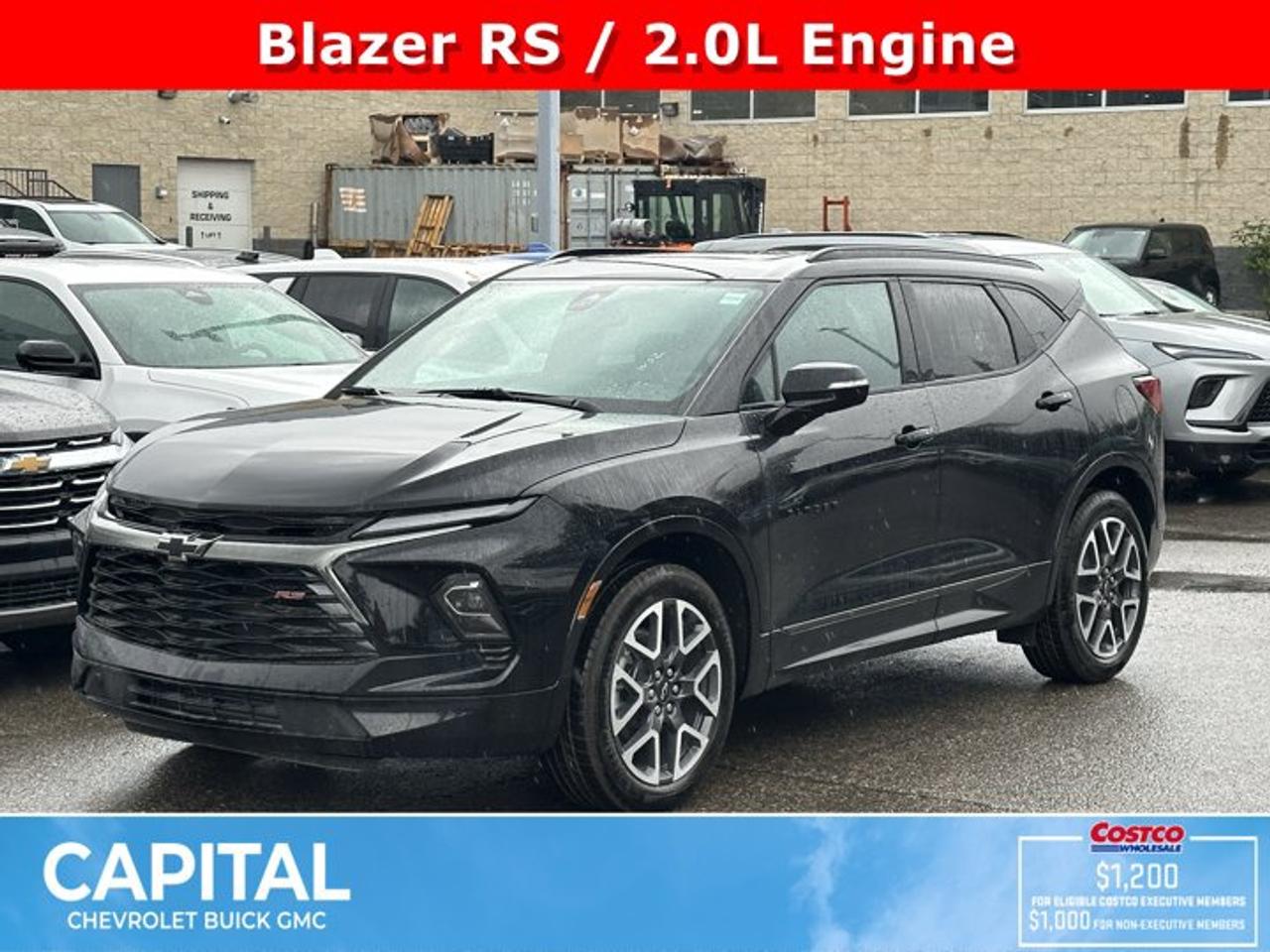 This Chevrolet Blazer delivers a Turbocharged Gas I4 2.0L/ engine powering this Automatic transmission. ENGINE, 2.0L TURBO, 4-CYLINDER, SIDI, DOHC WITH VARIABLE VALVE TIMING (VVT) with Stop/Start (228 hp (170 kW) at 5000 rpm, 258 lb-ft of torque [350 N-m]) @ 1500-4000 rpm) (STD), Wireless Charging, Wireless Apple CarPlay/Wireless Android Auto.*This Chevrolet Blazer Comes Equipped with These Options *Wipers, front variable-speed, intermittent with washers, Wiper, rear intermittent with washer, Windows, power with driver Express-Up/Down and front passenger and rear seat passengers Express-Down, Wi-Fi Hotspot capable (Terms and limitations apply. See onstar.ca or dealer for details.), Wheels, 20 (50.8 cm) Technical Grey aluminum, Wheel, spare, 18 (45.7 cm) steel, Visors, driver and front passenger illuminated vanity mirrors covered, Vehicle health management provides advanced warning of vehicle issues, USB data ports, 2, one type-A and one type-C located within the instrument panel, USB data ports, 2, one type-A and one type-C includes SD Card Reader, auxiliary input jack, located within front centre storage bin.* Stop By Today *For a must-own Chevrolet Blazer come see us at Capital Chevrolet Buick GMC Inc., 13103 Lake Fraser Drive SE, Calgary, AB T2J 3H5. Just minutes away!