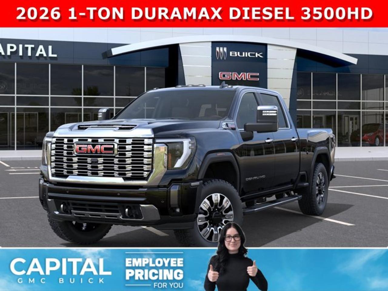 Check out this 2026 GMC SIERRA 3500 HD Denali Duramax Diesel... This fully-loaded Heavy Duty comes equipped with options like Heated and Cooling Seats, 5th Wheel Prep, Heated Steering, Power Assist Steps, Power Sunroof, Technology Package, 360 Cam, Rear Streaming Camera Mirror, Heads-up Display, Heated Rear Seats, Adaptive Cruise Control, Wireless Charging, MultiPro Tailgate, and so much more... CALL NOW!Ask for the Internet Department for more information or book your test drive today!AMVIC Licensed Dealer - Licence Number B1044900