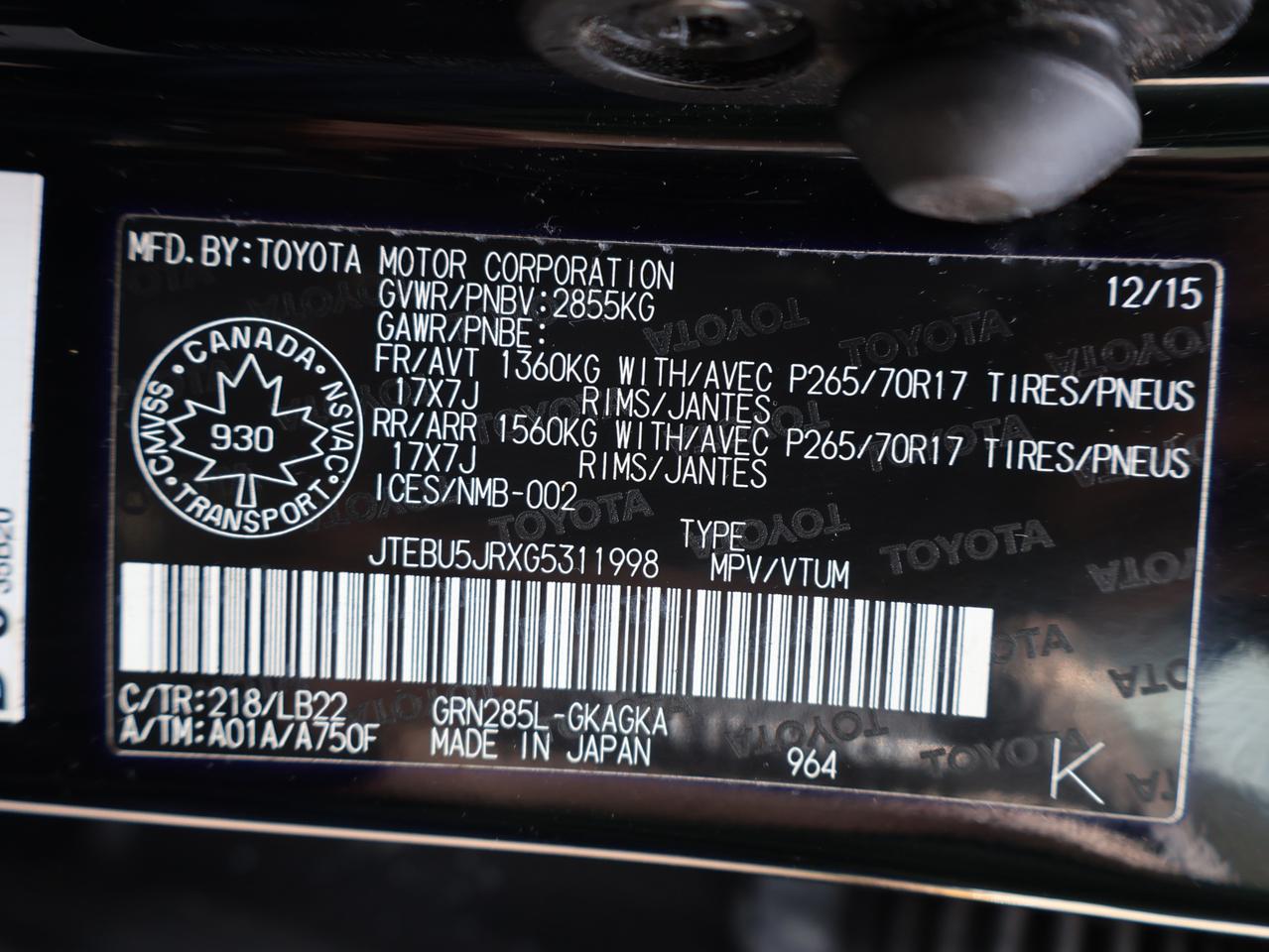 2016 Toyota 4Runner SR5 PREMIUM PKG 4WD CERTIFIED *ACCIDENT FREE*7 SEATS* CAMERA NAV BLUETOOTH LEATHER HEATED SEATS SUNROOF CRUISE ALLOYS Photo