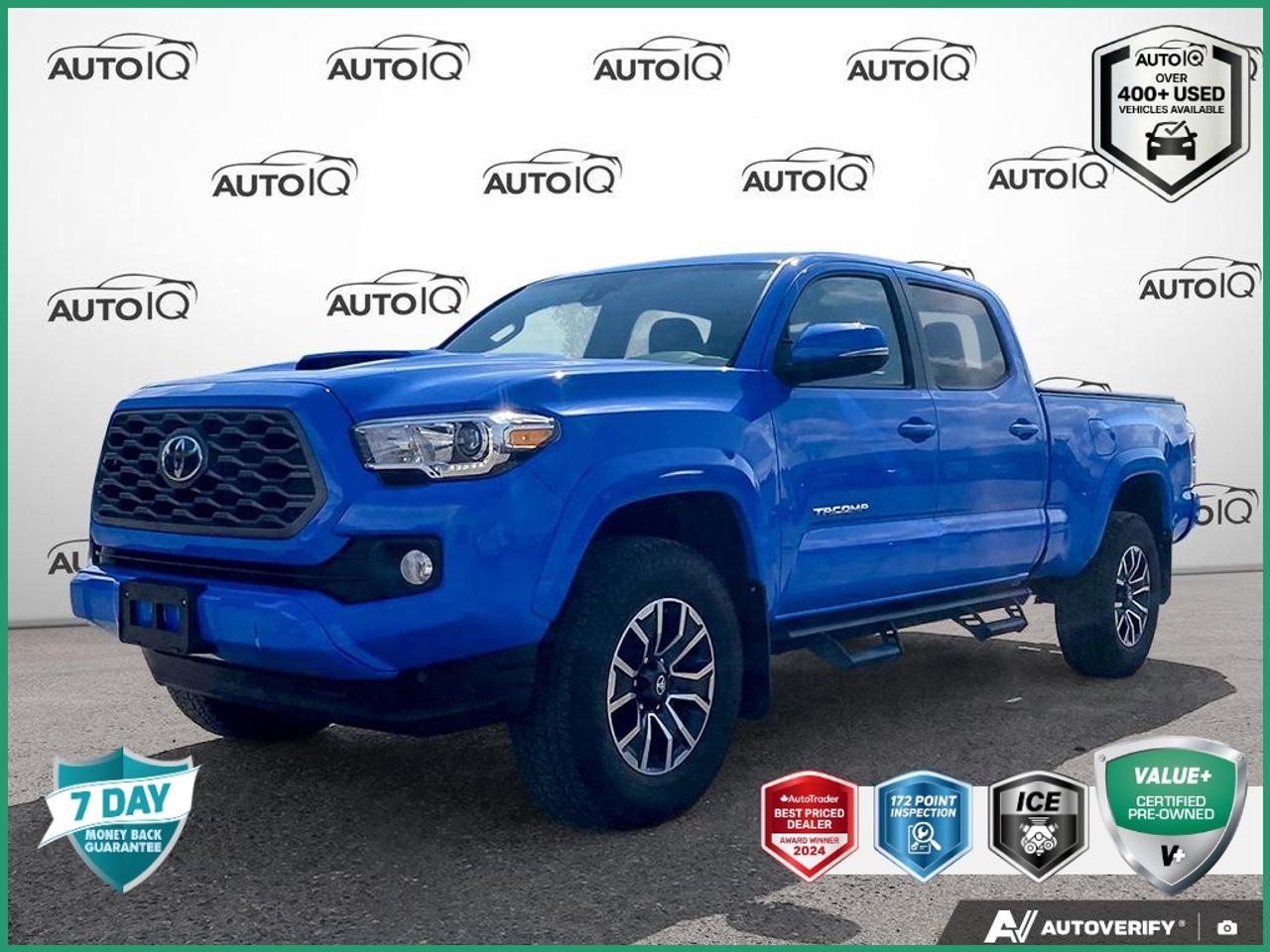 Recent Arrival!<br><br><br>4WD, 17 Alloy Wheels, 400 Watt (120V) Cargo Bed Power Outlet, 8-Way Power Driver Seat w/Lumbar Support, Anti-Theft Alarm System, Blind Spot Monitor System, Connected Services by Toyota, Dual Zone Automatic Climate Control, Electrochromic Rear-View Mirror, Fog Lamps, Hood Scoop, Key Fob Remote Start, Leather Seat Trim, Leather Wrapped Shift Knob, Leather Wrapped Steering Wheel, LED Daytime Running Lights, Power Slide/Tilt Moonroof, Power Sliding Rear Window, Power Windows w/Driver Auto Down/Up, Radio: Premium Audio w/Remote, Sliding Sun Visors w/Illuminated Mirrors, Smart Key w/Push Button Start, Sport Tuned Shock Absorbers, Sport Tuned Suspension, Tacoma TRD Sport Premium Package, Tail Lamps w/Clear Housing, Tire Pressure Monitoring System, Wireless Charging.<br><br>08t6<br>2021 Toyota Tacoma Base V6<br>V6 4D Double Cab 3.5L V6 DOHC 24V LEV3-ULEV70 278hp 6-Speed Automatic 4WD<p> </p>

<h4>VALUE+ CERTIFIED PRE-OWNED VEHICLE</h4>

<p>
- 36-point Provincial Safety Inspection<br>
- 172-point inspection combined mechanical, aesthetic, functional inspection including a vehicle report card<br>
- Warranty: 30 Days or 1500 KMS on mechanical safety-related items and extended plans are available<br>
- Complimentary CARFAX Vehicle History Report<br>
- 2X Provincial safety standard for tire tread depth<br>
- 2X Provincial safety standard for brake pad thickness<br>
- 7 Day Money Back Guarantee*<br>
- Market Value Report provided<br>
- Complimentary 3 months SIRIUS XM satellite radio subscription on equipped vehicles<br>
- Complimentary wash and vacuum<br>
- Vehicle scanned for open recall notifications from manufacturer
</p>

<p>SPECIAL NOTE: This vehicle is reserved for AutoIQs retail customers only. Please, No dealer calls. Errors & omissions excepted.</p>

<p>*As-traded, specialty or high-performance vehicles are excluded from the 7-Day Money Back Guarantee Program (including, but not limited to Ford Shelby, Ford mustang GT, Ford Raptor, Chevrolet Corvette, Camaro 2SS, Camaro ZL1, V-Series Cadillac, Dodge/Jeep SRT, Hyundai N Line, all electric models)</p>