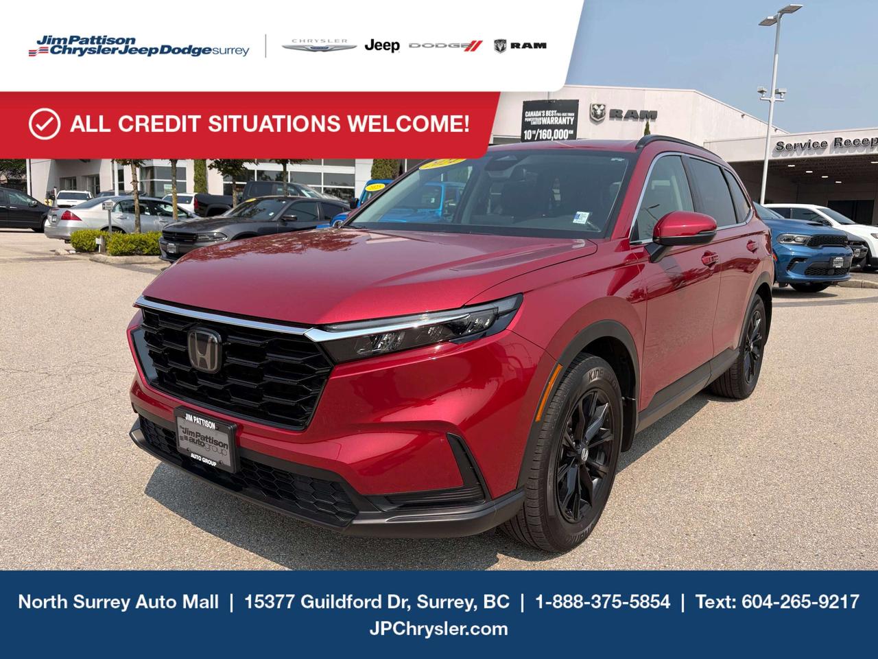 2024 Honda CR-V Sport AWD | Sunroof | Backup Camera | Radiant Red Metallic

Price: $36,500

Experience comfort, reliability, and confident performance with this 2024 Honda CR-V Sport AWD. Finished in a stunning Radiant Red Metallic exterior, this stylish SUV offers the perfect combination of modern design, advanced technology, and Hondas legendary dependability.

With 42,005 km, this CR-V Sport is equipped for everyday driving, weekend adventures, and Canadian weather conditions with Hondas capable Real Time AWD system.

Key Features:

Sport AWD Trim
Radiant Red Metallic Exterior
Power Sunroof
Backup Camera
All-Wheel Drive (AWD)
Heated Front Seats
Heated Steering Wheel
Power Drivers Seat
Dual-Zone Automatic Climate Control
Honda Display Audio System
Apple CarPlay&reg; & Android Auto
Honda Sensing&reg; Safety Suite
Adaptive Cruise Control
Collision Mitigation Braking System
Lane Keeping Assist System
Road Departure Mitigation
Blind Spot Monitoring
Rear Cross Traffic Monitor
Push-Button Start
Smart Entry System
LED Headlights
Alloy Wheels
Spacious Cargo Area with Folding Rear Seats

The Honda CR-V Sport delivers the perfect blend of efficiency, versatility, and premium comfort. With its bold styling, advanced safety features, and proven reliability, its an ideal SUV for families, commuters, and adventure seekers.

Priced at $36,500, this well-equipped 2024 Honda CR-V Sport AWD is ready for its next owner.

Contact us today to schedule your test drive and experience why the Honda CR-V remains one of Canadas most trusted SUVs!


Price includes documentation fee ($895) and VSA Transaction Levy ($10). Finance placement fee ($595) if applicable, GST and PST are additional. Call 1-877-868-1775! Financing available OAC. D#30394