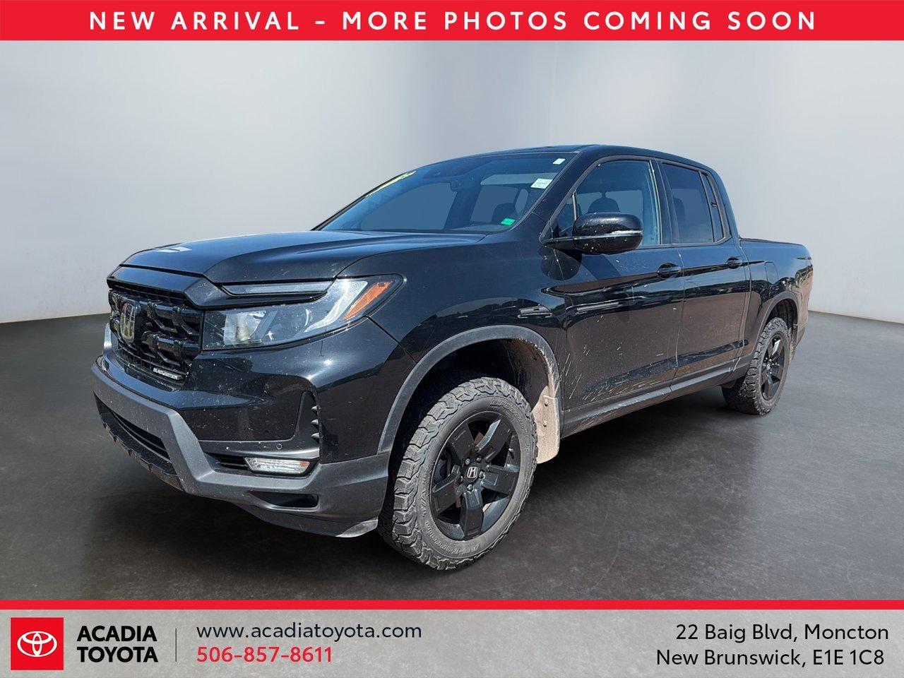 Recent Arrival! Black 2024 Honda Ridgeline Black Edition AWD 9-Speed Automatic 3.5L V6 SOHC i-VTEC 24V



Sale price includes a $1,500 Finance Credit and is available to customers who finance their vehicle purchase through Acadia Toyota. Contact us for complete details and eligibility requirements.



NEW 2 YEAR MVI INSPECTION DONE HERE AT ACADIA TOYOTA, Black Leather, 4-Wheel Disc Brakes, 8 Speakers, ABS brakes, Auto High-beam Headlights, Automatic temperature control, Brake assist, Delay-off headlights, Electronic Stability Control, Exterior Parking Camera Rear, Forward collision: Collision Mitigation Braking System (CMBS) + FCW mitigation, Four wheel independent suspension, Front fog lights, Fully automatic headlights, Heated door mirrors, Memory seat, Navigation System, Panic alarm, Power door mirrors, Power driver seat, Power moonroof, Power steering, Power windows, Remote keyless entry, Turn signal indicator mirrors, Wheels: 18 Berlina Black Aluminum-Alloy.