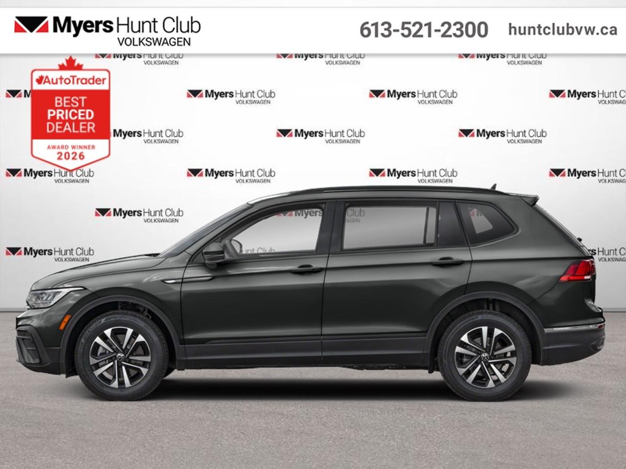 <b>Certified, Heated Seats,  Heated Steering Wheel,  Lane Keep Assist,  Android Auto,  Apple CarPlay!</b><br> <br> Sophisticated yet capable, bold yet stylish, this 2022 Tiguan is the best of both worlds. This 2022 Volkswagen Tiguan is fresh on our lot in Gloucester.<br> <br>Whether its a weekend warrior or the daily driver this time, this 2022 Tiguan makes every experience easier to manage. Cutting edge tech, both inside the cabin and under the hood, allow for safe, comfy, and connected rides that keep the whole party going. The crossover of the future is already here, and its called the Tiguan.<br> <br>This SUV has 68,388 km and is a Certified Pre-Owned vehicle. Its Deep Black Pearl in colour. It has an Automatic transmission and is powered by a 184HP 2.0L 4 Cylinder Engine. And its got a certified used vehicle warranty for added peace of mind. <br> <br> Our Tiguans trim level is Trendline. This spacious and comfortable Tiguan Trendline comes very well equipped with 4MOTION all-wheel drive capability, a 6.5 inch touchscreen display that features voice command, Android Auto and Apple CarPlay, heated front seats, a heated steering wheel, and blind spot detection. This sporty and stylish family SUVW also includes stylish aluminum wheels and black exterior accents, automatic LED lights, a 40/20/40 split-folding rear seats, an 8 inch digital cockpit, power heated mirrors and front assist with autonomous emergency braking plus much more! This vehicle has been upgraded with the following features: Heated Seats, Heated Steering Wheel, Lane Keep Assist, Android Auto, Apple CarPlay, Blind Spot Detection, Aluminum Wheels.<br> <br>To apply right now for financing use this link: <a href=https://www.huntclubvw.ca/financing-request/ target=_blank>https://www.huntclubvw.ca/financing-request/</a><br> <br/>Volkswagen Certified Pre-Owned.<br> <br/><br>At Myers Hunt Club Volkswagen, our focus is customers like you. Our dedicated service, parts, and sales team are here to make your automotive experience a special one. We are very proud of our achievements and awards over the last 25 years and are committed to providing the same great service to our present and future customers. If youre looking for a vehicle, Myers Hunt Club Volkswagen is your destination for new, used, and certified pre-owned Volkswagen vehicles as well as other makes and models. Whatever your needs, we can help you here at Myers Hunt Club Volkswagen. </br><br> Come by and check out our fleet of 50+ used cars and trucks and 130+ new cars and trucks for sale in Gloucester.  o~o