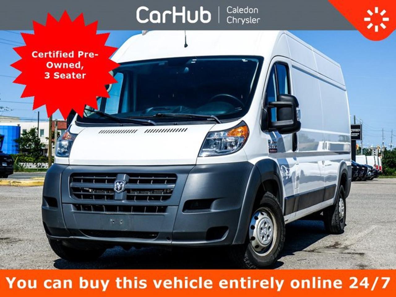 Great PriceNo Accidents,Certified Pre-Owned,<p>This Ram Pro Master Cargo Van 3500 High Roof 159 WB delivers a Regular Unleaded V-6 3.6 L/220 engine powering this Automatic transmission. WHEELS: 16 X 6 STEEL (STD), TRANSMISSION: 6-SPEED AUTOMATIC (STD), </p><p>This Ram Pro Master Cargo Van 3500 High Roof 159 WB Comes Equipped with These Options</p><p>Air Conditioning</p><p>Double Passenger Seats</p><p>Park View Backup Camera</p><p>Hands-Free Communication w/Bluetooth</p><p>QUICK ORDER PACKAGE 21A -inc: Engine: 3.6L Pentastar VVT V6, Transmission: 6-Speed Automatic , REAR HINGED DOORS W/FIXED GLASS -inc: Deep-Tint Sunscreen Glass, MOPAR CARGO AREA FLOOR MAT, HEAVY-DUTY SUSPENSION (STD), ENGINE: 3.6L PENTASTAR VVT V6 (STD), DOUBLE PASSENGERS SEAT, BRIGHT WHITE, BLACK/BLACK, CLOTH FRONT BUCKET SEATS, 6-WAY DRIVER LUMBAR ADJUST, Wheels w/Hub Covers.</p><p> </p><p>Please note the window sticker features options the car had when new -- some modifications may have been made since then. Please confirm all options and features with your CarHub Product Advisor.</p><p> </p><p> </p><p>Drive Happy with CarHub<br />*** All-inclusive, upfront prices -- no haggling, negotiations, pressure, or games</p><p>*** Purchase or lease a vehicle and receive a $1000 CarHub Rewards card for service</p><p>*** Purchase this vehicle fully online on CarHub websites</p><p> </p><p>Transparency Statement<br />USED VEHICLES: Online prices and payments are for finance purchases -- please note there is a $850 safety certification fee. if not Certified, then as per OMVIC Regulations the vehicle is deemed to be not drivable and Not Certified. Cash purchases for used vehicles have a $2,350 surcharge which includes the safety certification (the finance price + $2,350). NEW VEHICLES: New financed vehicles are subject to an $ 850 Processing Fee. New cars priced at over $100,000 including add-ons or accessories are subject to the additional federal luxury tax. While every effort is taken to avoid errors, technical or human error can occur, so please confirm vehicle features, options, materials, and other specs with your CarHub representative. This can easily be done by calling us or by visiting us at the dealership. CarHub used vehicles come standard with 1 key. If we receive more than one key from the previous owner, we include them with the vehicle. Additional keys may be purchased at the time of sale. Ask your Product Advisor for more details. Payments are only estimates derived from a standard term/rate on approved credit. Terms, rates and payments may vary. Prices, rates and payments are subject to change without notice. Please see our website for more details.</p><p> </p>