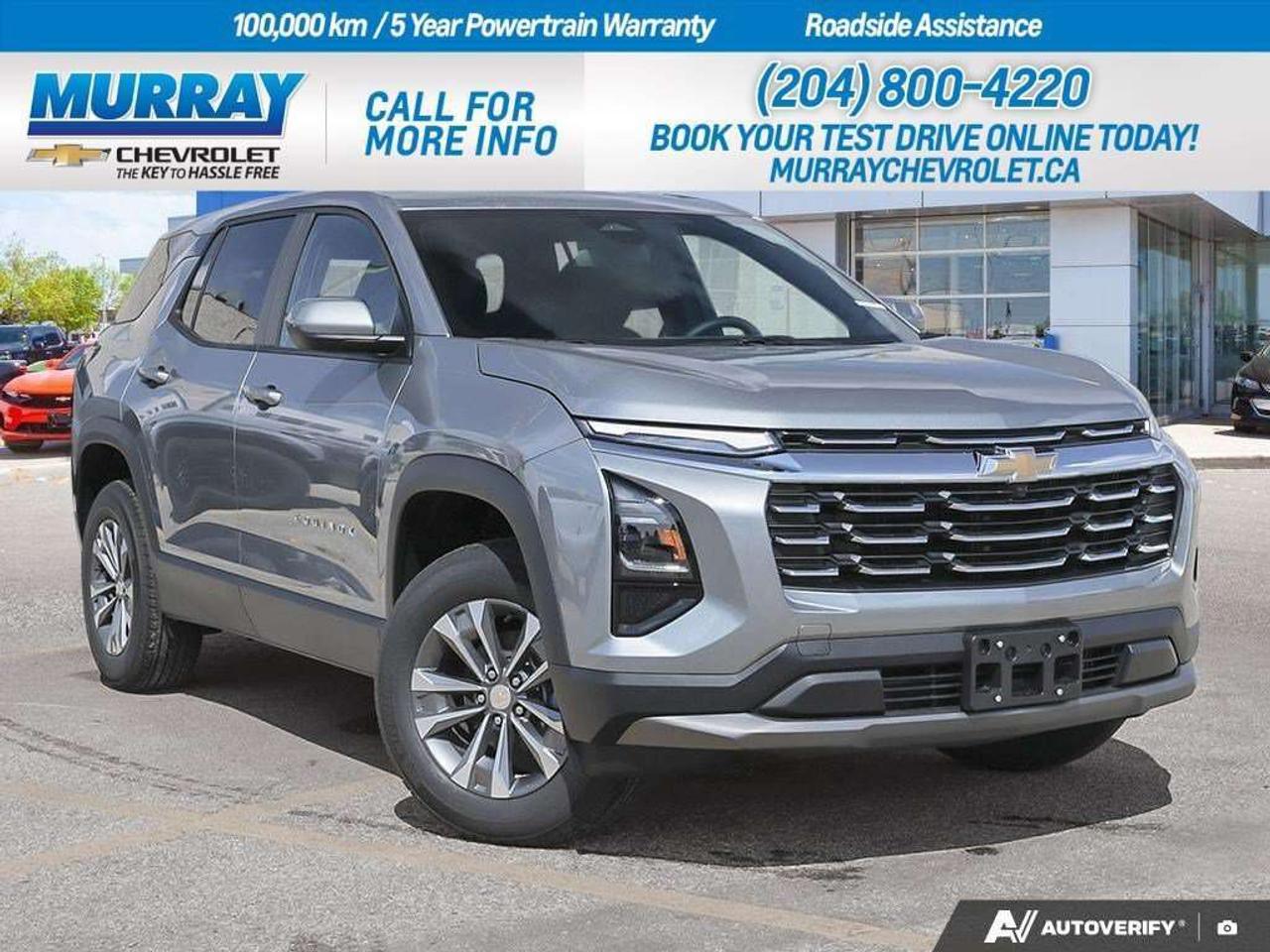 * ENGINE BLOCK HEATER * * STERLING GREY METALLIC * * LPO FLOOR LINER PACKAGE *  Explore the 2027 Chevrolet Equinox AWD LT, a sport utility vehicle that combines style and functionality in the heart of Winnipeg. With its sleek Sterling Grey Metallic finish, this Equinox captures attention wherever it travels.  Under the hood, youll find a robust Turbocharged Gas I4 1.5L engine that delivers exceptional performance, paired seamlessly with an 8-speed automatic transmission to ensure a smooth driving experience. This powertrain is designed to offer both efficiency and exhilaration, making every journey an exciting one.  The Equinox is packed with features that enhance convenience and comfort. The Convenience Package II offers an array of amenities, including an 8-way power driver seat adjuster, wireless phone charging, and dual-zone automatic climate control. Experience the luxury of a hands-free power programmable liftgate and enjoy the sophisticated feel of Evotex seating, available in Black or Artemis Grey.  Stay safe and connected with advanced technology like lane keeping assist, adaptive cruise control, and a blind spot monitor. The Equinox also boasts a comprehensive suite of collision mitigation systems, ensuring peace of mind for you and your passengers.  From the all-weather floor liners to the sleek black bowtie emblems, every detail of the 2027 Chevrolet Equinox is crafted to elevate your driving experience. Visit Murray Chevrolet Winnipeg to discover this exceptional vehicle today.  Dealer Permit #1740