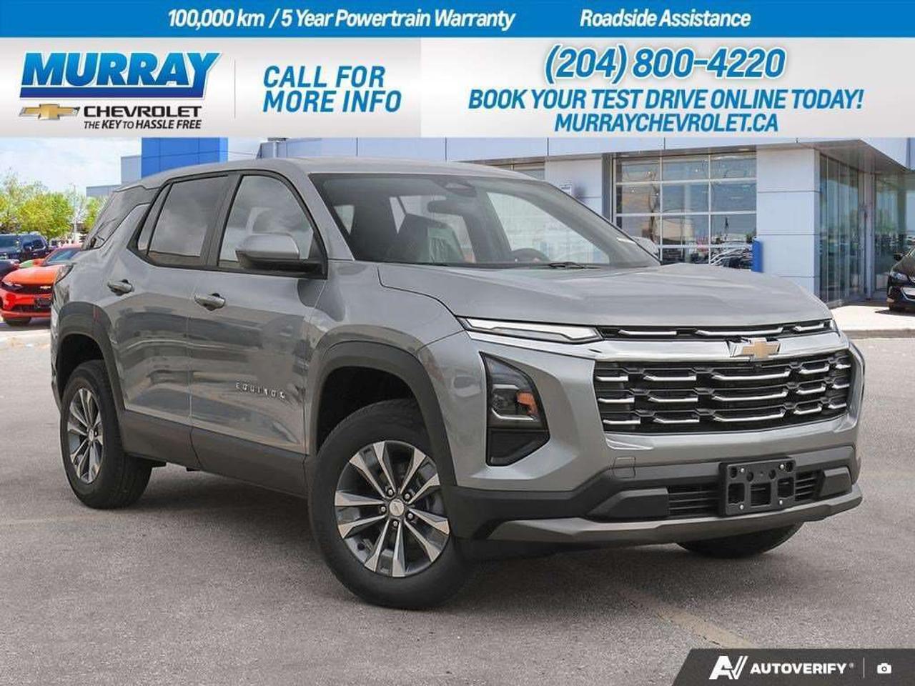 * ENGINE BLOCK HEATER * * STERLING GREY METALLIC * * BLACK CLOTH SEAT TRIM *  Discover the ultimate blend of style and performance with the 2027 Chevrolet Equinox AWD LT, located in vibrant Winnipeg. This sport utility vehicle, with its striking Sterling Grey Metallic exterior, stands out on the road while providing exceptional comfort with black cloth seat trim.  Equipped with a turbocharged Gas I4 1.5L engine, the Equinox offers an exhilarating driving experience complemented by an efficient 8-speed automatic transmission. The advanced All Wheel Drive system ensures a smooth ride, providing confidence in any driving condition.  The Equinox is packed with innovative features designed for your convenience and safety. Enjoy the luxury of heated front seats and a heated steering wheel, keeping you warm even on the chilliest Winnipeg days. Stay connected on the go with smart device integration and a Bluetooth connection, while the adaptive cruise control and lane keeping assist enhance your driving experience.  Safety is paramount in the Equinox, offering front collision mitigation and a blind spot monitor to keep you secure on the road. With remote engine start, you can get your vehicle ready from the comfort of your home, and the privacy glass adds a touch of elegance and security.  Dealer Permit #1740