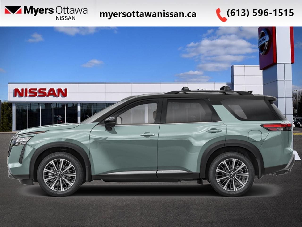 Greetings. This adventurous 2026 Nissan Pathfinder Platinum is for sale now in Ottawa. This Baltic Teal/super Black SUV has an Automatic transmission. <br> <br> Our Pathfinders trim level is Platinum.<br><br> <br>To apply right now for financing use this link: <a href=https://www.myersottawanissan.ca/finance target=_blank>https://www.myersottawanissan.ca/finance</a><br> <br/>6.4% financing for 84 months. <br> Payments from <b>$963.99</b> monthly with $0 down for 84 months @ 6.40% APR O.A.C. ( Plus applicable taxes - $621 Administration fee included. Licensing not included. **Rebates may not be applicable on all purchase types [cash, lease, or finance]. Eligibility and conditions may vary. Please see dealer for full details and confirmation of eligibility. ). Incentives expire 2026-07-31. See dealer for details. <br><br><br> Come by and check out our fleet of 30+ used cars and trucks and 150+ new cars and trucks for sale in Ottawa.  o~o