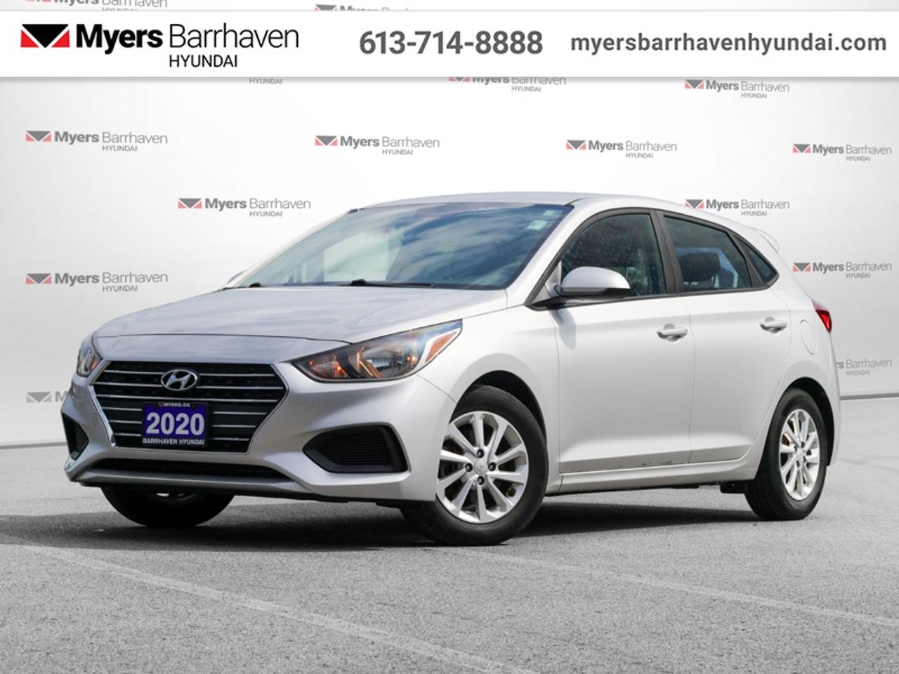 <b>Heated Seats,  Aluminum Wheels,  Remote Keyless Entry,  Apple CarPlay,  Android Auto!</b><br> <br> This Hyundai Accent, with its distinctive design and fuel-sipping engine, is a good choice for an economical car. This 2020 Hyundai Accent is for sale today.<br> <br>To create the 2020 Hyundai Accent, Hyundai had to do more than simply build a better car. It made an affordable compact that looks like a million bucks. With its wide stance, expressive cascading grille, and wraparound headlights and taillights, this Accent elevates the quality of design you can expect from a car in this class. Throw in a nice, functional interior and great fuel economy and you have an attractive compact thats full of surprises.<br> <br>This hatchback has 102,812 km. Its Silky Silver in colour. It has an Automatic transmission and is powered by a 120HP 1.6L 4 Cylinder Engine. <br> <br> Our Accents trim level is Preferred IVT. This Preferred Accent brings everything you expect in a modern sedan. It comes with the standard features like 7-inch color touchscreen with an AM/FM radio, a USB port, and an audio aux jack, power door locks, and a rearview camera. Features added to this Preferred trim include aluminum wheels, chrome grille, heated power side mirrors, Android Auto, Apple CarPlay, Bluetooth, heated front seats, and remote keyless entry. This vehicle has been upgraded with the following features: Heated Seats, Aluminum Wheels, Remote Keyless Entry, Apple CarPlay, Android Auto, Bluetooth, Chrome Grille.<br> <br/><br>*LIFETIME ENGINE TRANSMISSION WARRANTY NOT AVAILABLE ON VEHICLES WITH KMS EXCEEDING 140,000KM, VEHICLES 8 YEARS & OLDER, OR HIGHLINE BRAND VEHICLE(eg. BMW, INFINITI. CADILLAC, LEXUS...) o~o