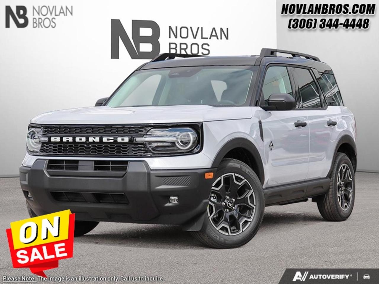 <b>Heated Steering Wheel,  Remote Start,  Fog Lamps,  Heated Seats,  Adaptive Cruise Control!</b><br> <br> Check out our great inventory of new vehicles at Novlan Brothers!<br> <br>The 2026 Ford Bronco Sport features advanced driver-assist systems and intuitive technology to support your journey with confidence.<br> <br>The 2026 Ford Bronco Sport combines rugged styling, modern tech and flexible utility to create a compact SUV that doesnt compromise on spirit. Inside, the cabin features quality materials, intuitive connectivity and thoughtful design to keep passengers comfortable and engaged. With its trail-ready attitude, confident presence and Fords heritage of capability, the Bronco Sport is built to carry your lifestyle forward.<br> <br>This Oxford White SUV has a 8 Speed Automatic transmission and is powered by a 181HP 1.5L 3 Cylinder Engine. <br> <br> Our Bronco Sports trim level is Outer Banks. Inside, premium-trimmed heated sport contour seats, a power-adjustable drivers seat with memory, and a heated leatherette steering wheel deliver comfort and control for every journey. The intuitive SYNC 4 infotainment system with a 13.2-inch touchscreen, wireless Apple CarPlay and Android Auto, Alexa integration, and adaptive cruise control with stop-and-go ensure seamless connectivity and convenience on the road. Dual-zone automatic climate control, smart device remote start, and a proximity key with push-button ignition add everyday ease, while thoughtful touches like ambient lighting, premium interior accents, and ample cargo versatility enhance practicality. Outside, 18-inch ebony black-painted aluminum wheels, LED headlights, and black body trim create a bold and athletic presence complemented by off-road-ready features like all-season tires, a Terrain Management System with five G.O.A.T. modes, and part- and full-time four-wheel drive. Safety comes standard with Ford Co-Pilot360 technology, including BLIS with Cross-Traffic Alert, Pre-Collision Assist with Automatic Emergency Braking, Lane Keeping Assist, Rear Cross-Traffic Braking, and a rearview camera, providing confidence and peace of mind whether navigating city streets or taking the scenic route. This vehicle has been upgraded with the following features: Heated Steering Wheel, Remote Start, Fog Lamps, Heated Seats, Adaptive Cruise Control, Lane Keep Assist, Collision Mitigation.<br><br> View the original window sticker for this vehicle with this url <b><a href=http://www.windowsticker.forddirect.com/windowsticker.pdf?vin=3FMCR9CN6TRE86778 target=_blank>http://www.windowsticker.forddirect.com/windowsticker.pdf?vin=3FMCR9CN6TRE86778</a></b>.<br> <br>To apply right now for financing use this link: <a href=http://novlanbros.com/credit/ target=_blank>http://novlanbros.com/credit/</a><br> <br/>Weve discounted this vehicle $3579. Total rebate of $4500 is reflected in the price. 5.49% financing for 84 months. <br> Payments from <b>$555.38</b> monthly with $0 down for 84 months @ 5.49% APR O.A.C. ( Plus applicable taxes - Plus applicable fees ). Incentives expire 2026-08-31. See dealer for details. <br><br><br> Come by and check out our fleet of 20+ used cars and trucks and 100+ new cars and trucks for sale in Paradise Hill.  o~o