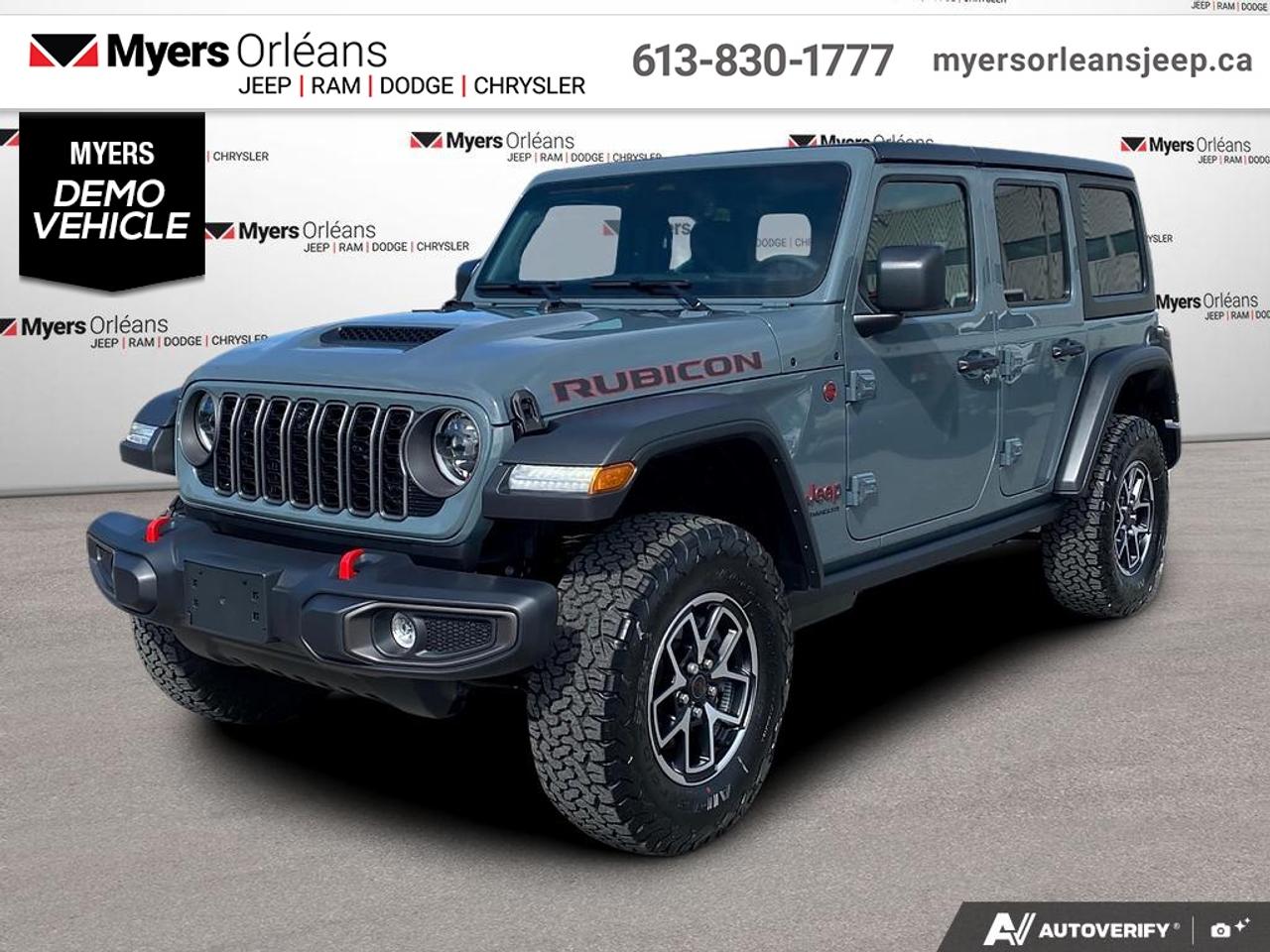<b>Technology Group, Freedom Top!</b><br> <br> Inside, youll find a rugged yet comfortable cabin equipped with modern technology and intuitive controls for every journey.<br> <br>The 2026 Jeep Wrangler blends iconic design with modern innovation to deliver an unmatched driving experience on and off the road. Its durable build, open-air freedom, and advanced off-road systems make it the go-to SUV for those who live for adventure. With refined comfort, cutting-edge technology, and Jeeps legendary capability, the Wrangler remains the benchmark for authentic, all-terrain performance.<br> <br>This Anvil SUV has an Automatic transmission and is powered by a 285HP 3.6L V6 Cylinder Engine. <br> <br> Our Wranglers trim level is Rubicon. Stepping up to this Wrangler Rubicon rewards you with incredible off-roading capability, thanks to heavy duty suspension, front active and rear anti-roll bars, upfitter switches, locking front and rear differentials, and skid plates for undercarriage protection. Interior features include an 8-speaker Alpine audio system, voice-activated dual zone climate control, front and rear cupholders, and a 12.3-inch infotainment system with smartphone integration and mobile internet hotspot access. Additional features include cruise control, a leatherette-wrapped steering wheel, proximity keyless entry, and even more. This vehicle has been upgraded with the following features: Technology Group, Freedom Top. This is a demonstrator vehicle driven by a member of our staff, so we can offer a great deal on it.<br><br> View the original window sticker for this vehicle with this url <b><a href=http://www.chrysler.com/hostd/windowsticker/getWindowStickerPdf.do?vin=1C4PJXFG0TW336886 target=_blank>http://www.chrysler.com/hostd/windowsticker/getWindowStickerPdf.do?vin=1C4PJXFG0TW336886</a></b>.<br> <br>To apply right now for financing use this link: <a href=https://www.myersorleansjeep.ca/apply-for-financing/ target=_blank>https://www.myersorleansjeep.ca/apply-for-financing/</a><br> <br/>Total rebate of $10000 is reflected in the price. 5.29% financing for 96 months. <br> Buy this vehicle now for the lowest weekly payment of <b>$220.08</b> with $0 down for 96 months @ 5.29% APR O.A.C. ( Plus applicable taxes - **Rebates may not be applicable on all purchase types [cash, lease, or finance]. Eligibility and conditions may vary. Please see dealer for full details and confirmation of eligibility. / Total Obligation of $91551 ). Incentives expire 2026-08-31. See dealer for details. <br><br>The road to new driving experiences begins in our inventory, where youll find an incredible array of brand-new cars, trucks, minivans, and SUVs, including two of our bestselling models, the Dodge Ram 1500 and the Dodge Grand Caravan. If you want to know what the cutting edge of automotive technology looks like, all you have to do is visit Myers Orleans Jeep! Each model comes loaded with the convenient features and cool technology that help make every trip memorable. Looking for additional everyday luxury at a price thats incredibly wallet-friendly? Choose from our selection of quality pre-owned models! If you can think of a road, our friendly and knowledgeable sales team will help you find the perfect vehicle to drive it.<br><br>We may be a well-established dealership thats been part of the community for many years, but that doesnt mean were stuck in the past! At Myers Orleans Jeep, were proud to provide a fresh, modern approach to car buying. Using our array of online tools, you can browse our extensive inventory, schedule a service appointment, order parts, and even apply for credit from wherever youve got a connection. Our goal is to create relationships that will last, and we know that the best way to do this is by providing a dealership experience thats based on honesty, transparency, trust, and a commitment to customers. Stop by today and discover all the ways we go above and beyond for you.<br><br> Come by and check out our fleet of 40+ used cars and trucks and 70+ new cars and trucks for sale in Orleans.  o~o