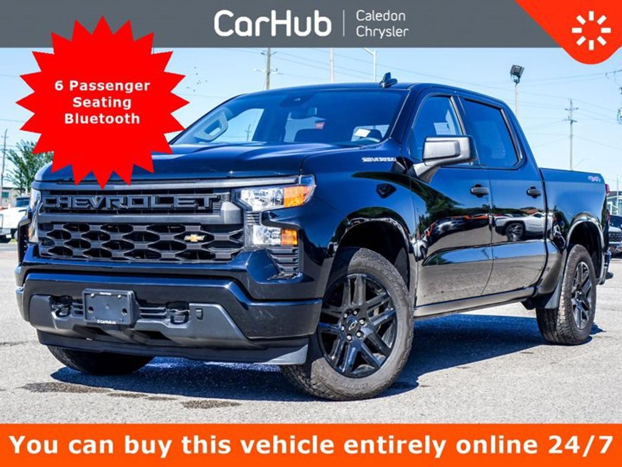 <p>Great Price<br />No Accidents,<br />Certified Pre-Owned,</p><p>This Chevrolet Silverado 1500 Custom 4WD Crew Cab 147 has a dependable Turbocharged Gas I4 2.7L/166 engine powering this Automatic transmission. ENGINE, 2.7L TURBOMAX (310 hp [231 kW] @ 5600 rpm, 430 lb-ft of torque [583 Nm] @ 3000 rpm) (STD), Wireless Phone Projection for Apple CarPlay and Android Auto, Windows, power rear, express down.</p><p>This vehicle is in excellent condition and has passed a multi point inspection. Vehicle detailed.</p><p> </p><p>This Chevrolet Silverado 1500 Custom 4WD Crew Cab 147 Comes Equipped with These Options </p><p>6 Passenger</p><p>Wi-Fi Hotspot capable</p><p>HD Rear Vision Camera,</p><p>Remote vehicle starter system</p><p>Apple CarPlay and Android Auto capable</p><p>Lane Keep Assist with Lane Departure Warning</p><p>Bluetooth for phone, connectivity to vehicle infotainment system</p><p>Seat adjuster, driver 10-way power including lumbar, Audio System, Chevrolet Infotainment 3 System, 7 diagonal colour touchscreen, AM/FM stereo Additional features for compatible phones include: Bluetooth audio streaming for 2 active devices, voice command pass-through to phone, wireless Apple CarPlay and Android Auto capable, Window, power front, passenger express down, Window, power front, drivers express up/down, Wi-Fi Hotspot capable USB Ports, rear, dual, charge-only, USB Ports, 2, Charge/Data ports located on the instrument panel, Transmission, 8-speed automatic, electronically controlled with overdrive and tow/haul mode. Includes Cruise Grade Braking and Powertrain Grade Braking,</p><p> </p><p> </p><p>Drive Happy with CarHub<br />*** All-inclusive, upfront prices -- no haggling, negotiations, pressure, or games</p><p>*** Purchase or lease a vehicle and receive a $1000 CarHub Rewards card for service</p><p>*** Purchase this vehicle fully online on CarHub websites</p><p> </p><p>Transparency Statement<br />USED VEHICLES: Online prices and payments are for finance purchases -- please note there is a $850 safety certification fee. if not Certified, then as per OMVIC Regulations the vehicle is deemed to be not drivable and Not Certified. Cash purchases for used vehicles have a $2,350 surcharge which includes the safety certification (the finance price + $2,350). NEW VEHICLES: New financed vehicles are subject to an $ 850 Processing Fee. New cars priced at over $100,000 including add-ons or accessories are subject to the additional federal luxury tax. While every effort is taken to avoid errors, technical or human error can occur, so please confirm vehicle features, options, materials, and other specs with your CarHub representative. This can easily be done by calling us or by visiting us at the dealership. CarHub used vehicles come standard with 1 key. If we receive more than one key from the previous owner, we include them with the vehicle. Additional keys may be purchased at the time of sale. Ask your Product Advisor for more details. Payments are only estimates derived from a standard term/rate on approved credit. Terms, rates and payments may vary. Prices, rates and payments are subject to change without notice. Please see our website for more details.</p>