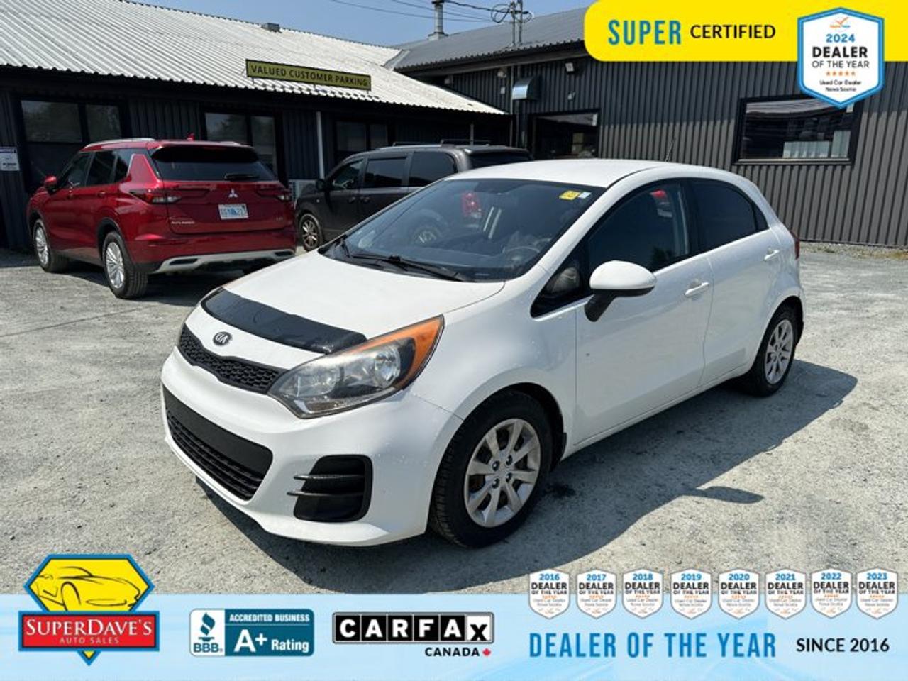 Meet this 2016 Kia Rio LX Plus hatchback   Super Certified and low mileage, ready to deliver reliable, economical driving with the convenience of hatchback versatility. This fun-to-drive four-door pairs a peppy 1.6L 4-cylinder with a smooth 6-speed automatic and front-wheel drive, making city commutes and weekend errands easy. Inside youll find comfortable seating for five, thoughtful tech like satellite radio, steering-wheel audio controls, AM/FM/CD player, auxiliary input and hard-disk drive media storage for your playlists, plus a pass-through rear seat and cargo shade to keep things practical.<br><p>THE SUPER DAVES ADVANTAGE</p> <p>BUY REMOTE - No need to visit the dealership. Through email, text, or a phone call, you can complete the purchase of your next vehicle all without leaving your house!</p> <p>DELIVERED TO YOUR DOOR - Your new car, delivered straight to your door! When buying your car with Super Daves, well arrange a fast and secure delivery. Just pick a time that works for you and well bring you your new wheels!</p> <p>PEACE OF MIND WARRANTY - Every vehicle we sell comes backed with a warranty so you can drive with confidence.</p> <p>EXTENDED COVERAGE - Get added protection on your new car and drive confidently with our selection of competitively priced extended warranties.</p> <p>WE ACCEPT TRADES - We&rsquo;ll accept your trade for top dollar! We&rsquo;ll assess your trade in with a few quick questions and offer a guaranteed value for your ride. We&rsquo;ll even come pick up your trade when we deliver your new car.</p> <p>SUPER CERTIFIED INSPECTION - Every vehicle undergoes an extensive 120 point inspection, that ensure you get a safe, high quality used vehicle every time.</p> <p>FREE CARFAX VEHICLE HISTORY REPORT - If youre buying used, its important to know your cars history. Thats why we provide a free vehicle history report that lists any accidents, prior defects, and other important information that may be useful to you in your decision.</p> <p>METICULOUSLY DETAILED &ndash; Buying used doesn&rsquo;t mean buying grubby. We want your car to shine and sparkle when it arrives to you. Our professional team of detailers will have your new-to-you ride looking new car fresh.</p> <p>(Please note that we make all attempt to verify equipment, trim levels, options, accessories, kilometers and price listed in our ads however we make no guarantees regarding the accuracy of these ads online. Features are populated by VIN decoder from manufacturers original specifications. Some equipment such as wheels and wheels sizes, along with other equipment or features may have changed or may not be present. We do not guarantee a vehicle manual, manuals can be typically found online in the rare event the vehicle does not have one. Please verify all listed information with our dealership in person before purchase. The sale price does not include any ongoing subscription based services such as Satellite Radio. Any software or hardware updates needed to run any of these systems would also be the responsibility of the client. All listed payments are OAC which means On Approved Credit and are estimated without taxes and fees as these may vary from deal to deal, taxes and fees are extra. As these payments are based off our lenders best offering they may be subject to change without notice. Please ensure this vehicle is ready to be viewed at the dealership by making an appointment with our sales staff. We cannot guarantee this vehicle will be on premises and ready for viewing unless and appointment has been made.)</p>