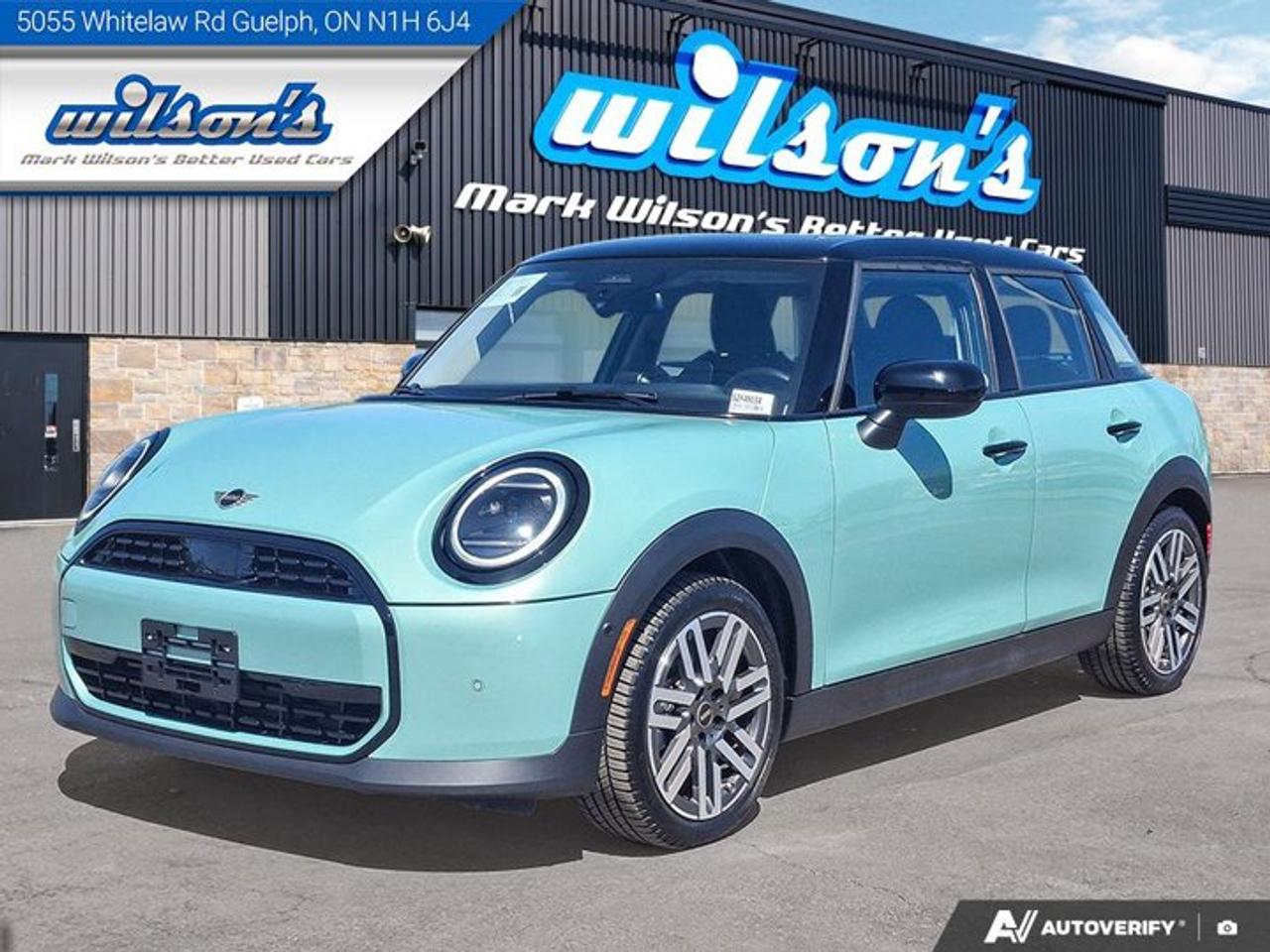 Check out this certified 2025 MINI 5 Door Cooper C | 5 Door | Leatherette | Sunroof | Heated Seats + Steering | Heads-Up Display |. Its Automatic transmission and 2.0 L engine will keep you going. This MINI 5 Door has the following options: Sunroof, Heated Steering Wheel, Heads Up Display, Air Conditioning, Heated Seats, Tilt Steering Wheel, Steering Radio Controls, Power Windows, Power Locks, and Traction Control. See it for yourself at Mark Wilsons Better Used Cars, 5055 Whitelaw Road, Guelph, ON N1H 6J4.MASSIVE SELECTION: 500+ vehicles in ONE LOCATION, all Live Market Priced for the best value!STRAIGHTFORWARD & TRANSPARENT PRICING: Our Advertised Price INCLUDES:Safety Certification! (No separate certification fee upcharge).FREE Carfax History Report!NO upcharge for paying cash!CONFIDENCE & PEACE OF MIND: 30-Day/3,000 km Warranty INCLUDED! Plus a 5-Day Exchange Privilege!*EASY FINANCING: Better-than-bank rates, $0 Down, and 3 Months No Payments available OAC. BAD CREDIT APPROVED HERE!WE BUY CARS: Get Top Dollar for your trade, or sell us your vehicle for CASH even if you dont buy ours!www.shopwilsons.comAn Honest, Transparent Buying Experience. Trusted in business since 1961!(Cash Prices Exclude HST and Licensing Fees only.)