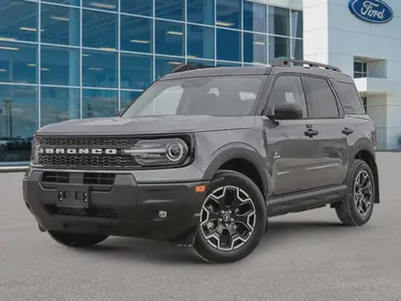 This all-new 2026 Ford Bronco Sport Outer Banks 300A shines in Carbonized Grey. This 5-passenger compact SUV is powered by the 1.5L EcoBoost® engine, delivering 181 horsepower and 190 lb-ft of torque. With an 8-speed automatic transmission and Auto Start-Stop Technology, it offers a smooth yet efficient drive, ideal for city commutes or highway adventures.

Key Features:
Premium-Trimmed Sport Heated Front Seats
Premium-Wrapped Heated Steering Wheel
Rear Parking Sensors
Memory Drivers Seat 
6-Way Power Passenger Seat
Push-Button Start
SYNC® 4 with a 13.2-inch Center Display, Wireless Apple CarPlay® and Android Auto
18 Machined-Face Ebony Black-Painted Aluminum Wheels
Dual-Zone Temperature Control
Terrain Management System Electronic Automatic  with 5 G.O.A.T. Modes (Normal, ECO, Sport, Slippery, Off-Road)
LED Headlights, Fog Lights, and Signature Lights
FordPass® Connect with Remote Start
Outer Banks Tech Package

The 2026 Bronco Sport Outer Banks is designed to handle all seasons in Saskatchewan. With intelligent 4x4, rain-sensing windshield wipers, privacy glass, and a heated steering wheel, it ensures comfort and capability in challenging climates. This model also boasts advanced safety systems like Pre-Collision Assist with Automatic Emergency Braking and BLIS® (Blind Spot Information System) and rear Cross-Traffic braking.

Moose Jaw Ford, conveniently located at 1010 North Service Road in Moose Jaw, is your trusted destination for all your automotive needs. With an impressive 4.8-star Google rating from nearly 1,500 reviews, we are proud to deliver an exceptional vehicle-buying experience tailored just for you. Our Moose Jaw Motives set us apart, offering unbeatable value like half-priced oil changes for life on pre-owned vehicles, one year of key and remote protection, and one year of tire and rim protection. Enjoy peace of mind with every purchase. At Moose Jaw Ford, were committed to driving positive change in our community by combining exceptional service, high-quality vehicles, and a guest-first approach. Visit us today!