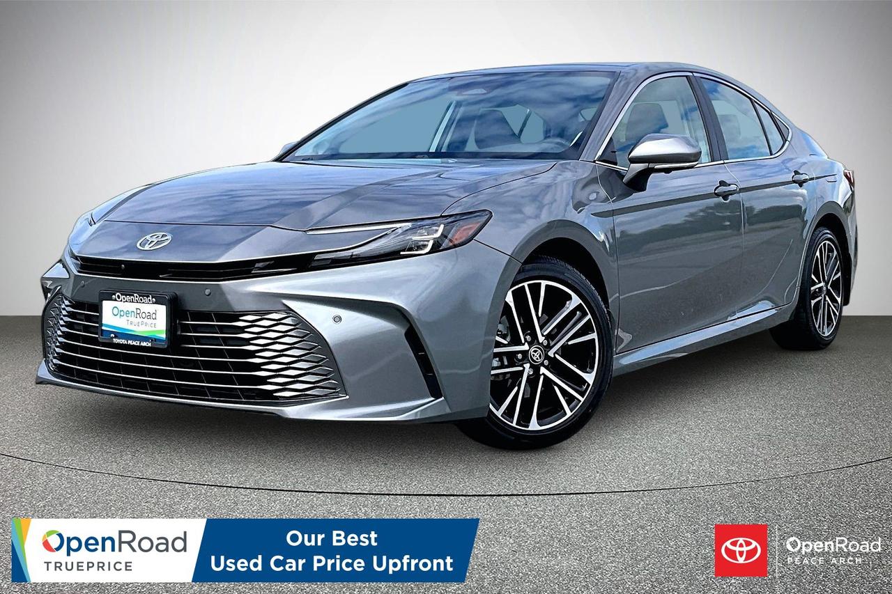 The 2025 Toyota Camry Hybrid XLE AWD combines outstanding fuel efficiency with premium comfort and confident all-weather capability. Its hybrid powertrain delivers smooth, responsive performance while electronic all-wheel drive enhances traction in changing road conditions. The upscale cabin features leather-trimmed seating, heated and ventilated front seats, a heated steering wheel, dual-zone automatic climate control, and a panoramic glass roof. A 12.3-inch touchscreen with wireless Apple CarPlay and Android Auto keeps you connected, while a premium JBL audio system enhances every drive. Toyota Safety Sense 3.0 provides advanced driver-assistance features for added confidence and peace of mind.  Have confidence with your OpenRoad purchase! Every OpenRoad Certified Pre-Owned vehicle comes fully reconditioned and complete with a comprehensive 153 point mechanical inspection, a CarFax history & lien report, a 3-Day Money Back Guarantee, a 30-Day/2,000 kms Exchange Policy, a 90-Day/5,000 kms Powertrain Warranty, guaranteed clear title, and membership to our exclusive Club OpenRoad! As a proud member of the OpenRoad Auto Group, a trusted name since 2000 serving the Lower mainland (including White Rock, Surrey, Langley, Maple Ridge, Delta, Richmond, Mission and beyond) with outstanding Toyota vehicles, Toyota parts, and Toyota service since 1966! OpenRoad Toyota Peace Arch is a &ldquo;True Price&rdquo; dealer, meaning no inflated prices, and no need for back and forth haggling! We use up to the minute technology offering LIVE MARKET VALUE PRICING to ensure you are receiving the most competitive price possible on all of our Pre-Owned vehicles!  All advertised vehicle prices do not include our $699 documentation fee.
