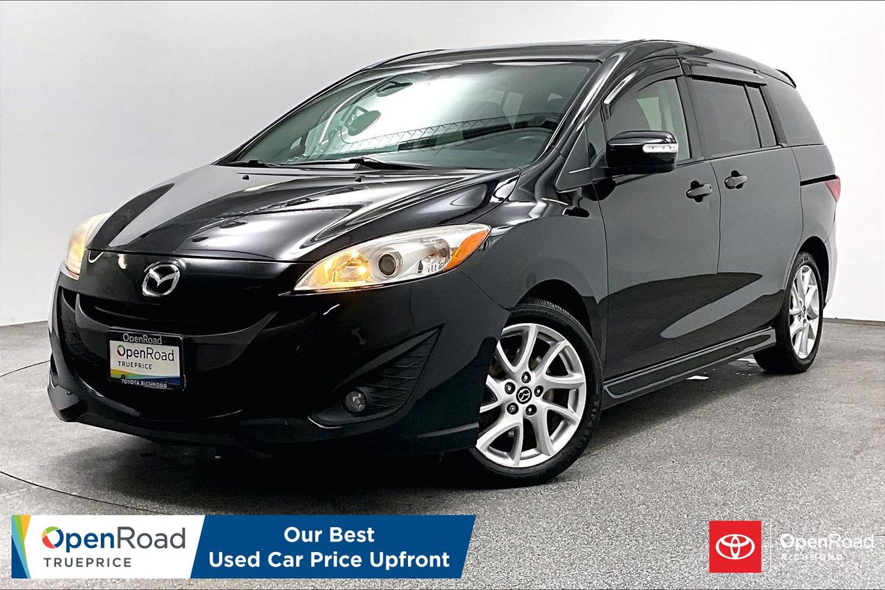 No Accidents! Buying a used car should be simple and stressfree  no guesswork, no negotiations  just the vehicles true price. Thats why were introducing OpenRoad TruePrice, a new way to buy used vehicles. One Price. TruePrice. Our best price upfront.  This 2013 Mazda Mazda5 GT offers unique sliding doors, nimble handling, and flexible three-row seating in a practical and efficient multi-activity vehicle package. It comes well-equipped with leather-trimmed seats, a power moonroof, automatic climate control, and a user-friendly audio system with Bluetooth connectivity. Fully inspected, clean-title, and turn-key, this versatile people-mover is ready for family life or daily commuting&mdash;message today to schedule your private viewing! ______________________________________________________________________________________________________________________________________ At Openroad Toyota Richmond, we offer the best used car warranty in Metro Vancouver. Our used car warranty program includes 30 days or 2,000 kilometres Exchange Privilege, 90 Day Powertrain Coverage*, Mechanical & Safety Check of up to 210 Points and a clean title. *90 Powertrain coverage will be offered at the discretion of management based on a case by case scenario.