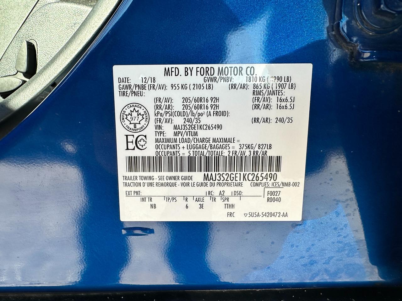 2019 Ford EcoSport SE Heated Cloth NAV FM/XM Sunroof BackupCam A/C Photo