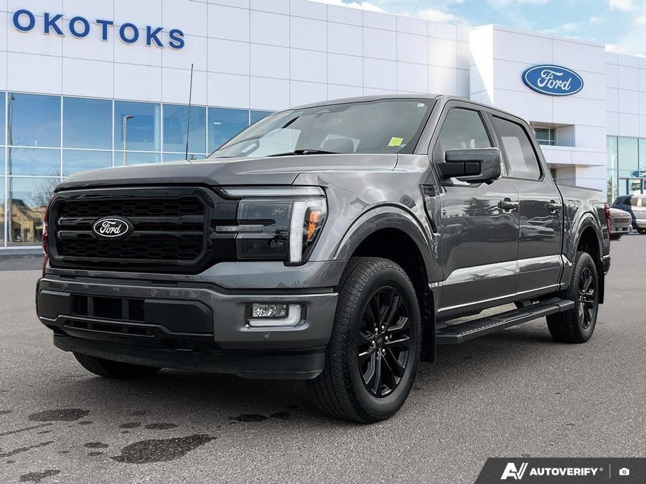 <p>This local <strong>2024 Ford F-150 Lariat</strong> comes to us as a personal-use vehicle originally registered in Alberta. Powered by a <strong>3.5L V6 EcoBoost engine</strong> and an <strong>electronic 10-speed automatic transmission</strong>, this four-wheel-drive truck shows 30,156 km on the odometer. Finished in a Carbonized Grey Metallic coat with a black leather-trimmed interior, it is ready for its next home.</p><p>Our certified service team performed an extensive mechanical inspection and reconditioning process to ensure peace of mind on the road. The shop work completed includes:</p><ul><li><p>Performed a complete used vehicle inspection and fluid check.</p></li><li><p>Changed the engine oil and filter using 5W-30 oil.</p></li><li><p>Replaced both the engine air filter and the cabin air filter.</p></li><li><p>Replaced all wiper blades and secured the spare tire.</p></li><li><p>Replaced the windshield glass via sublet to All Makes Glass.</p></li></ul><p>The <strong>CARFAX history report</strong> confirms that this vehicle has been registered in Alberta under normal personal use branding with no reported accidents or damage. It notes one open manufacturer recall regarding a powertrain control module software update alongside consistent service documentation.</p><ul><li><p><strong>3.5L V6 EcoBoost Engine</strong>: Delivers robust horsepower and high towing capability for demanding workloads.</p></li><li><p><strong>Electronic Four-Wheel Drive</strong>: Provides dependable traction and stability across changing weather and terrain conditions.</p></li><li><p><strong>Tow/Haul Package</strong>: Equips the truck with enhanced gear ratios and cooling for heavy hauling.</p></li><li><p><strong>Independent Front Suspension</strong>: Offers a smooth, controlled ride quality on highways and rough job sites alike.</p></li><li><p><strong>SYNC 4 Infotainment</strong>: Keeps your navigation and media easily accessible on a responsive 12-inch touchscreen display.</p></li><li><p><strong>B&O Sound System</strong>: Streams your favorite audio with crisp, premium acoustic clarity throughout the cabin.</p></li></ul><p>Text or Call us today at Okotoks Ford Lincoln for a personalized video walk-around or to book your test drive of this vehicle.</p>