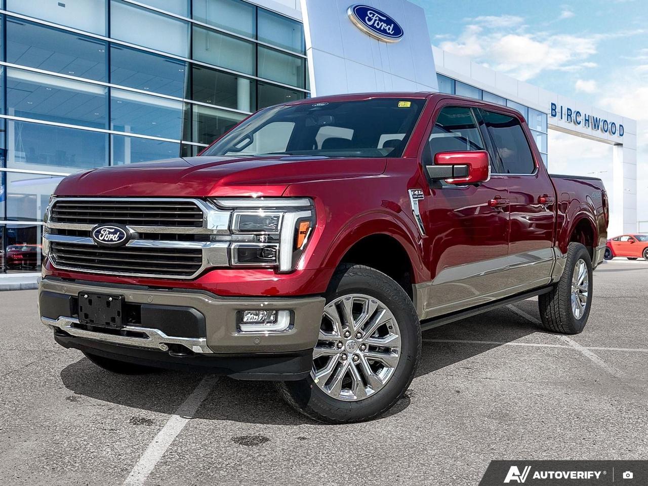 This 2026 Ford F-150 King Ranch is a factory-ordered build arriving soon, meaning you get exactly what you want  no compromises. Equipped with the powerful 3.5L V6 EcoBoost, a Twin Panel Moonroof, Head-Up Display, and the premium 601A package, this Ruby Red King Ranch is built for those who demand capability and luxury in equal measure.

- Factory Order (601A Package)  configured to spec, arriving soon
- 3.5L V6 EcoBoost engine with 4WD and automatic transmission for serious towing and performance
- Head-Up Display keeps critical driving info in your line of sight
- Twin Panel Moonroof for an open, airy cabin experience
- King Ranch interior with genuine leather seating, heated leather steering wheel, and premium wood/metal-look trim accents
- Voice-activated dual-zone automatic climate control and connected navigation with voice activation
- BLIS Blind Spot Information System, Ford Co-Pilot360, Cross-Traffic Alert with Reverse Brake Assist, and a full suite of cameras including aerial view
- Power running boards, power open/close tailgate, and integrated tailgate step for everyday practicality

Ready to make it yours before it even arrives? Birchwood Ford makes it easy. Reserve this build online at birchwoodford.ca, start your purchase, or contact us directly with any questions  our team is here to walk you through every step of the process.
Birchwood Ford is your choice for New Ford vehicles in Winnipeg. 

At Birchwood Ford, we hold ourselves to the highest standard. Our number one focus is customer satisfaction which has awarded us the Ford of Canadas Presidents Award for 5 consecutive years. This honour is presented to Ford dealers that have proven outstanding results in Sales and Customer Service Excellence.

Are you a newcomer to Canada, recent graduate, first time car buyer or physically challenged? Ask us about our exclusive rebates and how they may apply to you.
 
Interested in seeing/hearing more? Book a test drive or give us a call at (204) 661-9555 and we can help you with whatever you need!

Dealer permit #4454
Dealer permit #4454