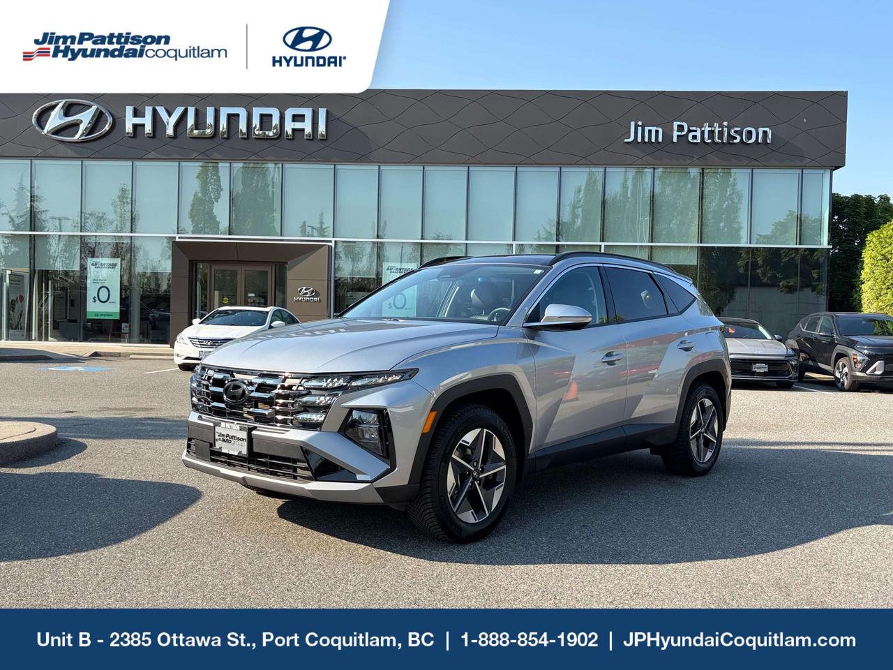 The ultimate combination of modern SUV versatility, comfort, and advanced technology! This 2025 Hyundai TUCSON Preferred Trend is a local, 1-owner, accident-free vehicle with 50,102 km! Finished in stunning Shimmering Silver, this feature-packed Preferred Trend trim comes equipped with All-Wheel Drive, a panoramic sunroof, heated front seats, a heated steering wheel, adaptive cruise control, blind spot monitoring, lane departure warning, and full Hyundai Certified Pre-Owned eligibility. Dont miss your chance to own this sleek, safe, and incredibly capable adventure vehicle thats ready for any journey! Every one of our pre-owned vehicles comes fully backed by the Jim Pattison Owner Protection Plan, giving you a 30-day powertrain guarantee, a 14-day owner exchange privilege, a comprehensive safety inspection, and a clean CARFAX. Plus, drive with total peace of mind knowing you get your first oil change for only $9.95, and a completely complimentary service & inspection after 12 months! FINANCING AVAILABLE | GOOD CREDIT, BAD CREDIT, ALL WELCOME! ALL VEHICLES SAFETY CHECKED. CALL JIM PATTISON HYUNDAI COQUITLAM TODAY AT 1-888-854-1902! Jim Pattison Hyundai Coquitlam sells & services new & used Hyundai vehicles throughout the Lower Mainland. Financing available OAC. Price includes dealer administration fee ($595) and VSA transaction levy ($10). Finance placement fee ($595) if applicable, GST and PST are additional. D#30242Jim Pattison Hyundai Coquitlam sells & services new & used Hyundai vehicles throughout the Lower Mainland. Financing available OAC 

Price includes dealer administration fee ($595) and VSA transaction levy ($10). Finance placement fee ($595) if applicable, GST and PST are additional. D#30242