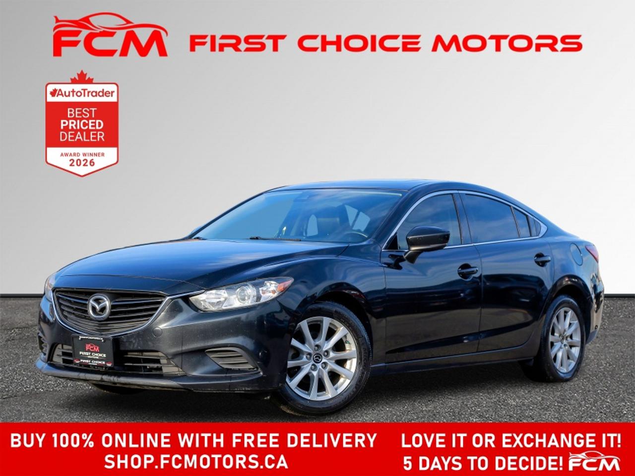 ** ** SPECIAL LIMITED TIME OFFER ** ** PURCHASE ANY VEHICLE THIS WEEK AND RECEIVE 4 BRAND-NEW ALL-SEASON TIRES AT NO ADDITIONAL COST!!! DON   T MISS THIS EXCLUSIVE CHANCE TO UPGRADE YOUR RIDE AND STAY PREPARED FOR ANY WEATHER!!! <br><br>EXCITING NEWS FROM FIRST CHOICE MOTORS! Our brand-new online showroom is now open to the public, bringing the ultimate car shopping experience right to your fingertips! Enjoy a 100% online car shopping experience, with over 500 certified vehicles in stock, comprehensive protection plans, and thousands of new auto parts & accessories available! Plus, for a limited time, were offering FREE deliveries across Ontario on all vehicle purchases! Dont miss out   visit Shop.fcmotors.ca to find and upgrade your perfect vehicle today!<br><br>Welcome to First Choice Motors, the largest car dealership in Toronto of pre-owned cars, SUVs, and vans priced between $5000-$15,000. With an impressive inventory of over 300 vehicles in stock, we are dedicated to providing our customers with a vast selection of affordable and reliable options. <br><br>Were thrilled to offer a used 2017 Mazda MAZDA6 GS Skyactiv, black color with 254,000km (STK#10141) This vehicle was $9490 NOW ON SALE FOR $8990. It is equipped with the following features:<br>- Automatic Transmission<br>- Leather Seats<br>- Sunroof<br>- Heated seats<br>- Navigation<br>- Bluetooth<br>- Reverse camera<br>- Alloy wheels<br>- Power windows<br>- Power locks<br>- Power mirrors<br>- Air Conditioning<br><br>At First Choice Motors, we believe in providing quality vehicles that our customers can depend on. All our vehicles come with a 36-day guarantee on all safety related items. We also offer additional warranty options up to 5 years for our customers who want extra peace of mind.<br><br>Furthermore, all our vehicles are sold fully certified with brand new brakes rotors and pads, a fresh oil change, and brand new set of all-season tires installed & balanced. You can be confident that this car is in excellent condition and ready to hit the road.<br><br>At First Choice Motors, we believe that everyone deserves a chance to own a reliable and affordable vehicle. Thats why we offer financing options with low interest rates starting at 7.9% O.A.C. Were proud to approve all customers, including those with bad credit, no credit, students, and even 9 socials. Our finance team is dedicated to finding the best financing option for you and making the car buying process as smooth and stress-free as possible.<br><br>Our dealership is open 7 days a week to provide you with the best customer service possible. We carry the largest selection of used vehicles for sale under $9990 in all of Ontario. We stock over 300 cars, mostly Hyundai, Chevrolet, Mazda, Honda, Volkswagen, Toyota, Ford, Dodge, Kia, Mitsubishi, Acura, Lexus, and more. With our ongoing sale, you can find your dream car at a price you can afford. Come visit us today and experience why we are the best choice for your next used car purchase!<br><br>All prices include $22.00 OMVIC Fee.  Excludes, license plates, ownership registration and ONTARIO HST (13%)<br>*No Credit Card payments can be accepted for Vehicle Purchases*