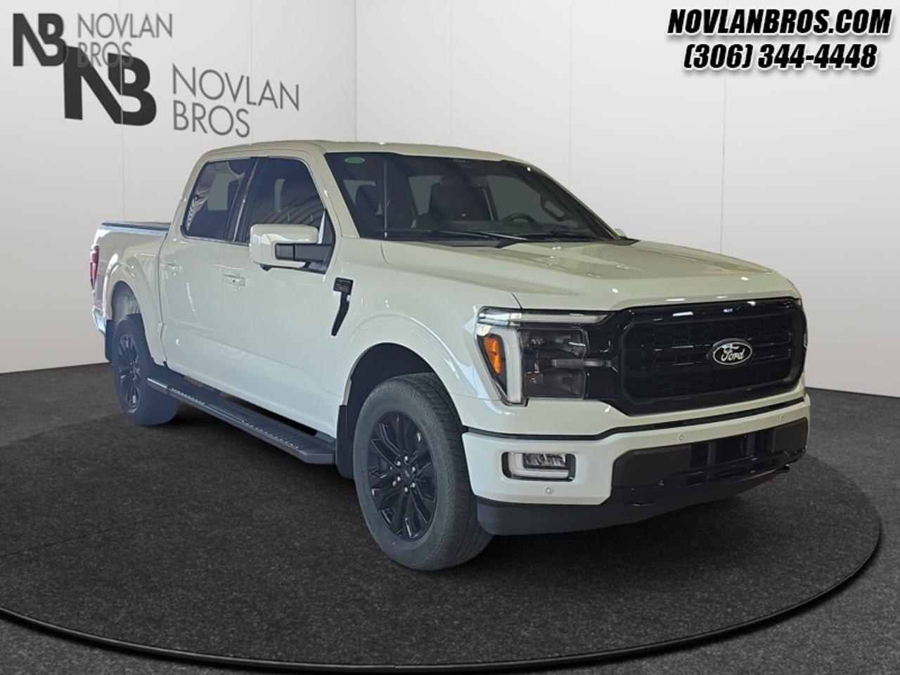 <b>Sunroof, Heated Seats, Navigation, Remote Engine Start, Leather Interior!</b><br> <br> Check out our great inventory of pre-owned vehicles at Novlan Brothers!<br> <br>Smart engineering, impressive tech, and rugged styling make the F-150 hard to pass up. This 2024 Ford F-150 is fresh on our lot in Paradise Hill.<br> <br>Just as you mould, strengthen and adapt to fit your lifestyle, the truck you own should do the same. The Ford F-150 puts productivity, practicality and reliability at the forefront, with a host of convenience and tech features as well as rock-solid build quality, ensuring that all of your day-to-day activities are a breeze. Theres one for the working warrior, the long hauler and the fanatic. No matter who you are and what you do with your truck, F-150 doesnt miss.<br> <br>This Crew Cab 4X4 pickup has 40,895 km. Its White in colour and is completely accident free based on the <a href=https://vhr.carfax.ca/?id=qpbD3FHkfxHrXhwRQsTlC5FRx2779DDQ target=_blank>CARFAX Report</a>. It has a 10 Speed Automatic transmission and is powered by a 400HP 3.5L V6 Cylinder Engine. <br> <br> Our F-150s trim level is Lariat. This F-150 Lariat is decked with great standard features such as premium Bang & Olufsen audio, ventilated and heated leather-trimmed seats with lumbar support, remote engine start, adaptive cruise control, FordPass 5G mobile hotspot, and a 12-inch infotainment screen powered by SYNC 4 with inbuilt navigation, Apple CarPlay and Android Auto. Safety features also include blind spot detection, lane keeping assist with lane departure warning, front and rear collision mitigation, and an aerial view camera system. This vehicle has been upgraded with the following features: Sunroof, Heated Seats, Navigation, Remote Engine Start, Leather Interior, Rear View Camera, Reverse Sense System.<br> To view the original window sticker for this vehicle view this <a href=http://www.windowsticker.forddirect.com/windowsticker.pdf?vin=1FTFW5L87RFB63973 target=_blank>http://www.windowsticker.forddirect.com/windowsticker.pdf?vin=1FTFW5L87RFB63973</a>. <br/><br> <br>To apply right now for financing use this link: <a href=http://novlanbros.com/credit/ target=_blank>http://novlanbros.com/credit/</a><br> <br/><br>The Novlan family is owned and operated by a third generation and committed to the values inherent from our humble beginnings.<br> Come by and check out our fleet of 20+ used cars and trucks and 100+ new cars and trucks for sale in Paradise Hill.  o~o
