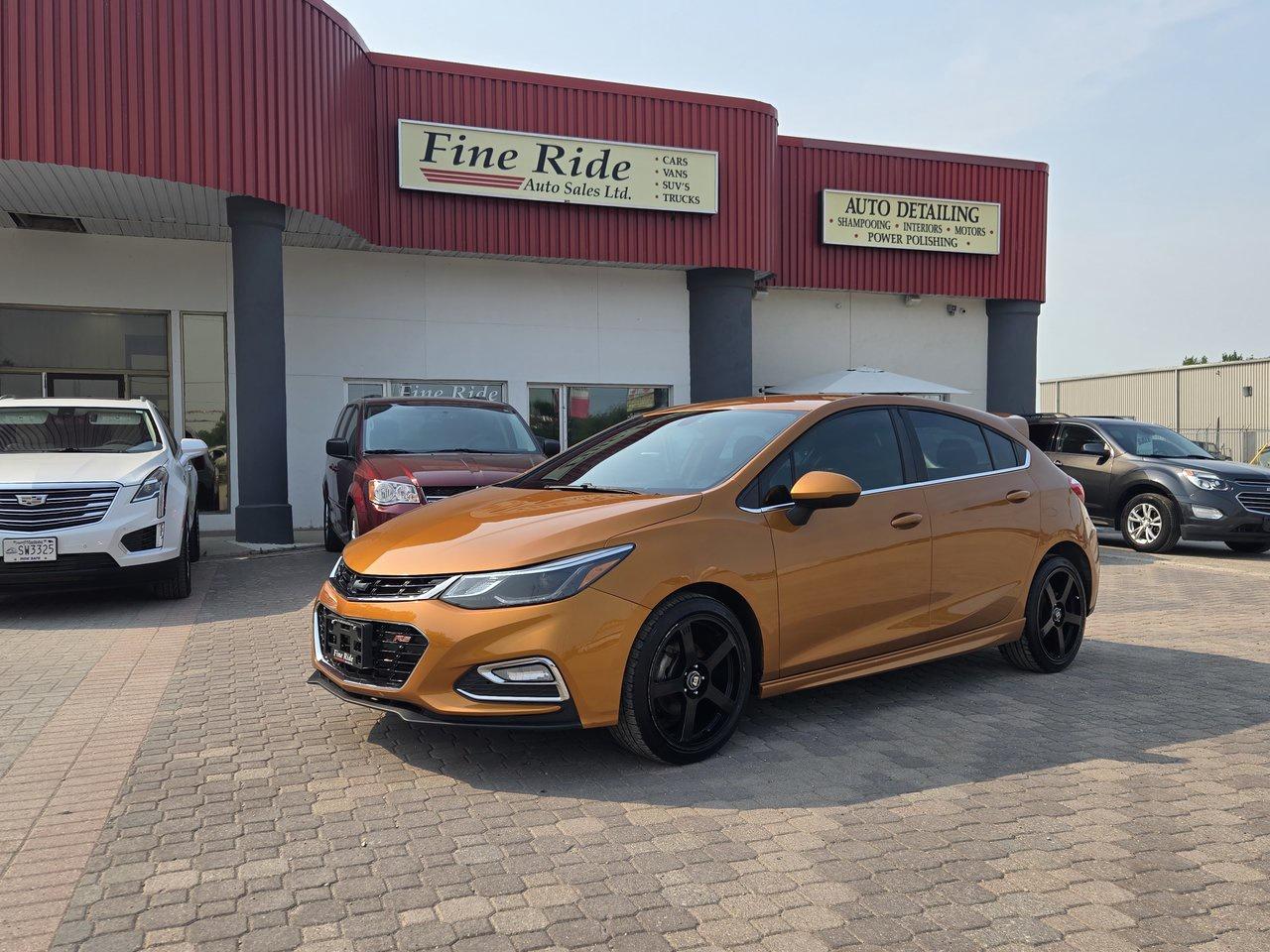 <p>2017 Chevrolet Cruze LT RS Hatchback</p><p>1.4LTR 4cyl turbo<br>A/C<br>Telescopic tilt steering<br>Cruise<br>Power windows<br>Power locks<br>Power mirrors<br>5 passengers<br>AM/FM radio<br>MY LINK  /  Bluetooth<br>160,000kms!<br>Back up camera<br>Alloy wheels<br>Fog lights<br>Original Manitoba car!<br>Economical transportation!</p><p>$11,475 Safetied<br>Financing and Warranty Available at Fine Ride Auto Sales Ltd<br>www.FineRideAutoSales.ca</p><p>Call: 204-415-3300 or 1-855-854-3300<br>Text: 204-226-1790<br>View in person at: Unit 3-3000 Main Street</p><p>DLR# 4614<br>**Plus applicable taxes**</p><p></p><p style=text-align:center;><span style=color:#000000;><i><span style=font-family:book antiqua, palatino, serif;font-size:14pt;><strong>***NEW SUMMER HOURS EFFECTIVE MAY 15, 2026***</strong></span></i></span></p><p style=text-align:center;><span style=color:#000000;><span style=font-family:book antiqua, palatino, serif;font-size:14pt;>Monday                9am to 6pm</span></span><br><span style=color:#000000;><span style=font-family:book antiqua, palatino, serif;font-size:14pt;>Tuesday               9am to 6pm</span></span><br><span style=color:#000000;><span style=font-family:book antiqua, palatino, serif;font-size:14pt;>Wednesday               9am to 8pm</span></span><br><span style=color:#000000;><span style=font-family:book antiqua, palatino, serif;font-size:14pt;>Thursday                9am to 6pm</span></span><br><span style=color:#000000;><span style=font-family:book antiqua, palatino, serif;font-size:14pt;>Friday                9am to 6pm</span></span><br><span style=color:#000000;><span style=font-family:book antiqua, palatino, serif;font-size:14pt;>Saturday                               CLOSED</span></span><br><span style=color:#000000;><span style=font-family:book antiqua, palatino, serif;font-size:14pt;>Sunday                                 CLOSED</span></span></p>