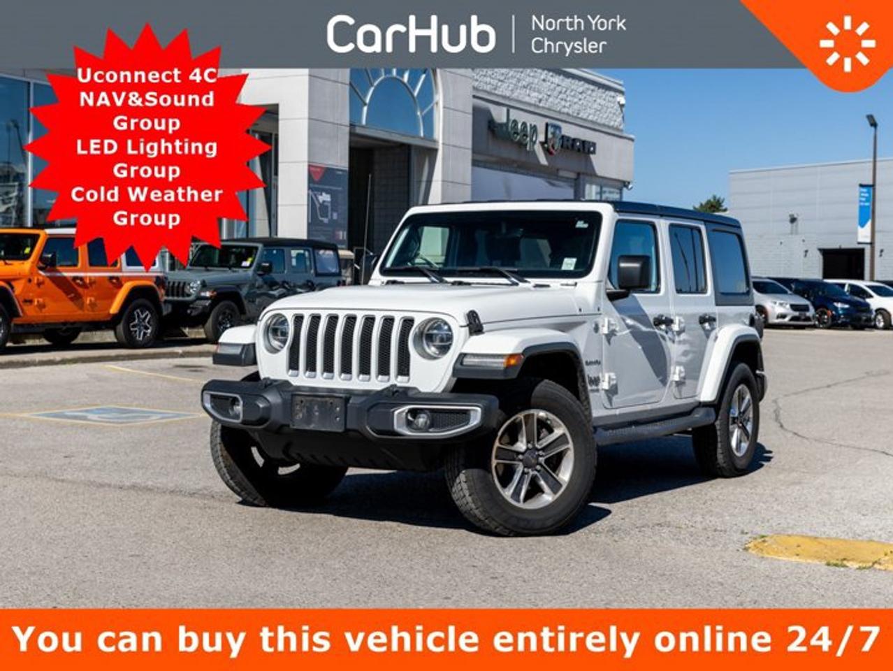 Used 2018 Jeep Wrangler Unlimited Sahara Uconnect 4C NAV&Sound Group LED Lighting Group Cold Weather Group Leather Seats for sale in Thornhill, ON